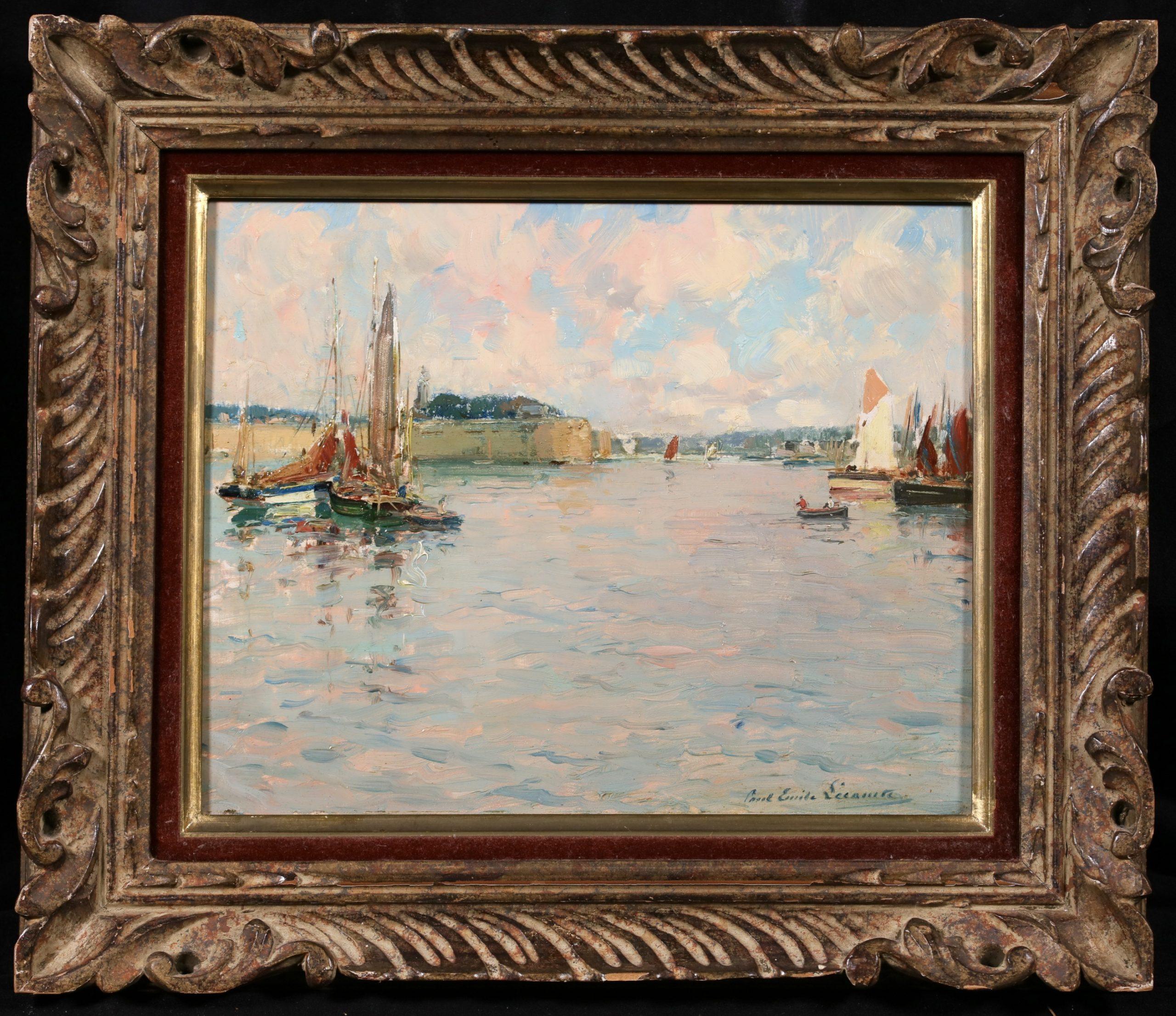 La entrada del puerto - Paisaje impresionista Pintura al óleo de Paul Emile Lecomte en venta 1