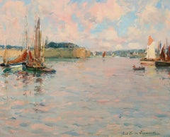 L'entree du port - Paesaggio impressionista dipinto a olio da Paul Emile Lecomte
