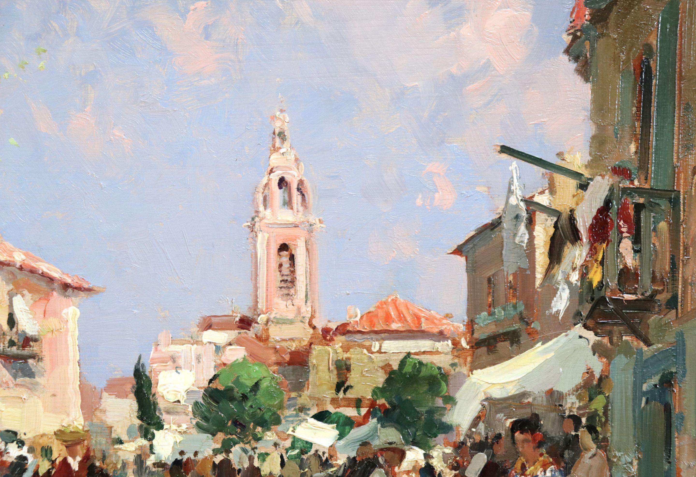 Market Day - 20th Century Oil, Figures in Landscape by Paul Emile Lecomte 1