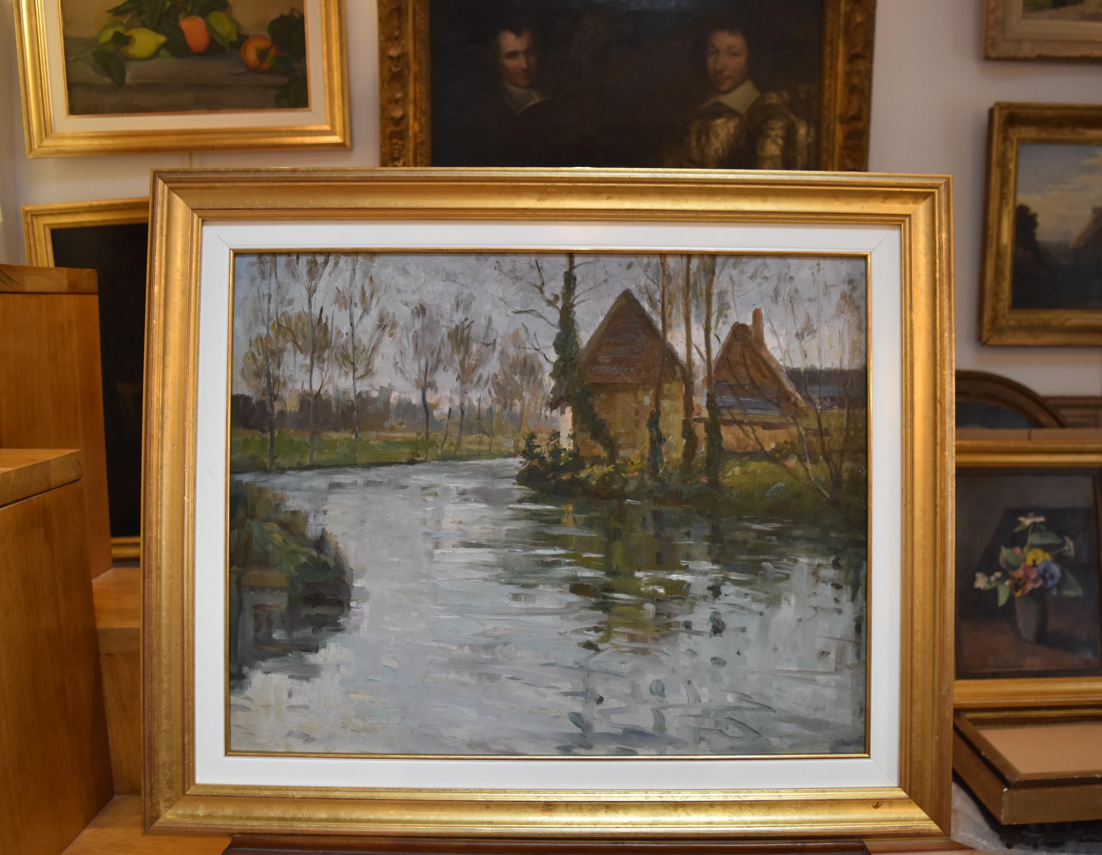 Paul Emile Lecomte (1877-1950)  A river landscape, Oil on panel 4