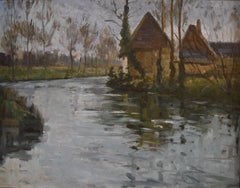 Paul Emile Lecomte (1877-1950)  A river landscape, Oil on panel