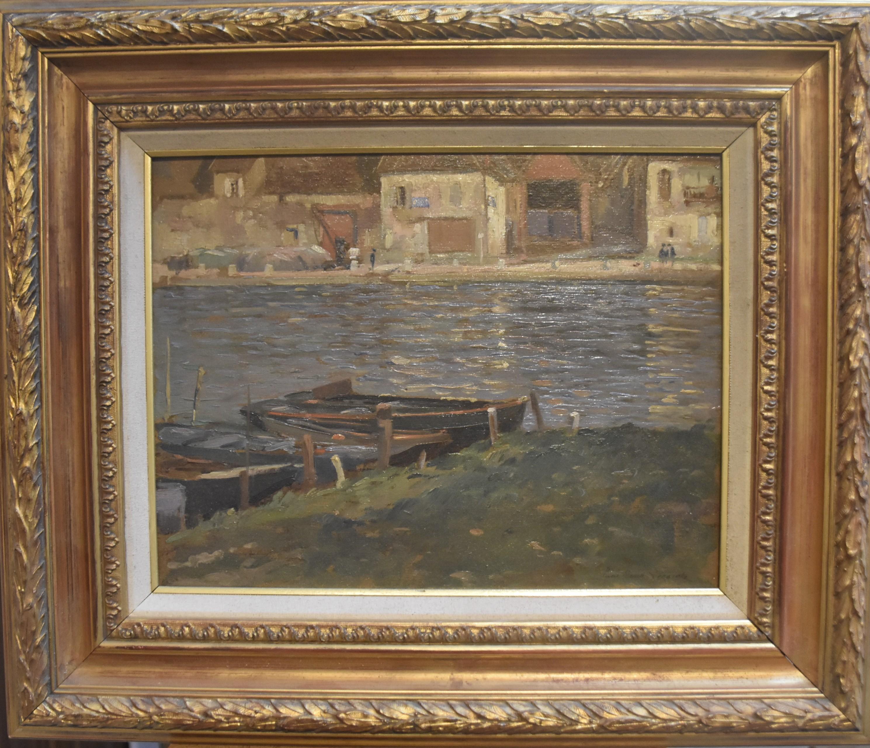 Paul Emile Lecomte (1877-1950)
A River
Signed on the lower right
Oil on cardboard panel
25 x 33  cm 
In good condition
Framed  44.5 x 52.5 cm 

This beautiful painting by Paul-Emile Lecomte is characterised by the modernity of its composition, the