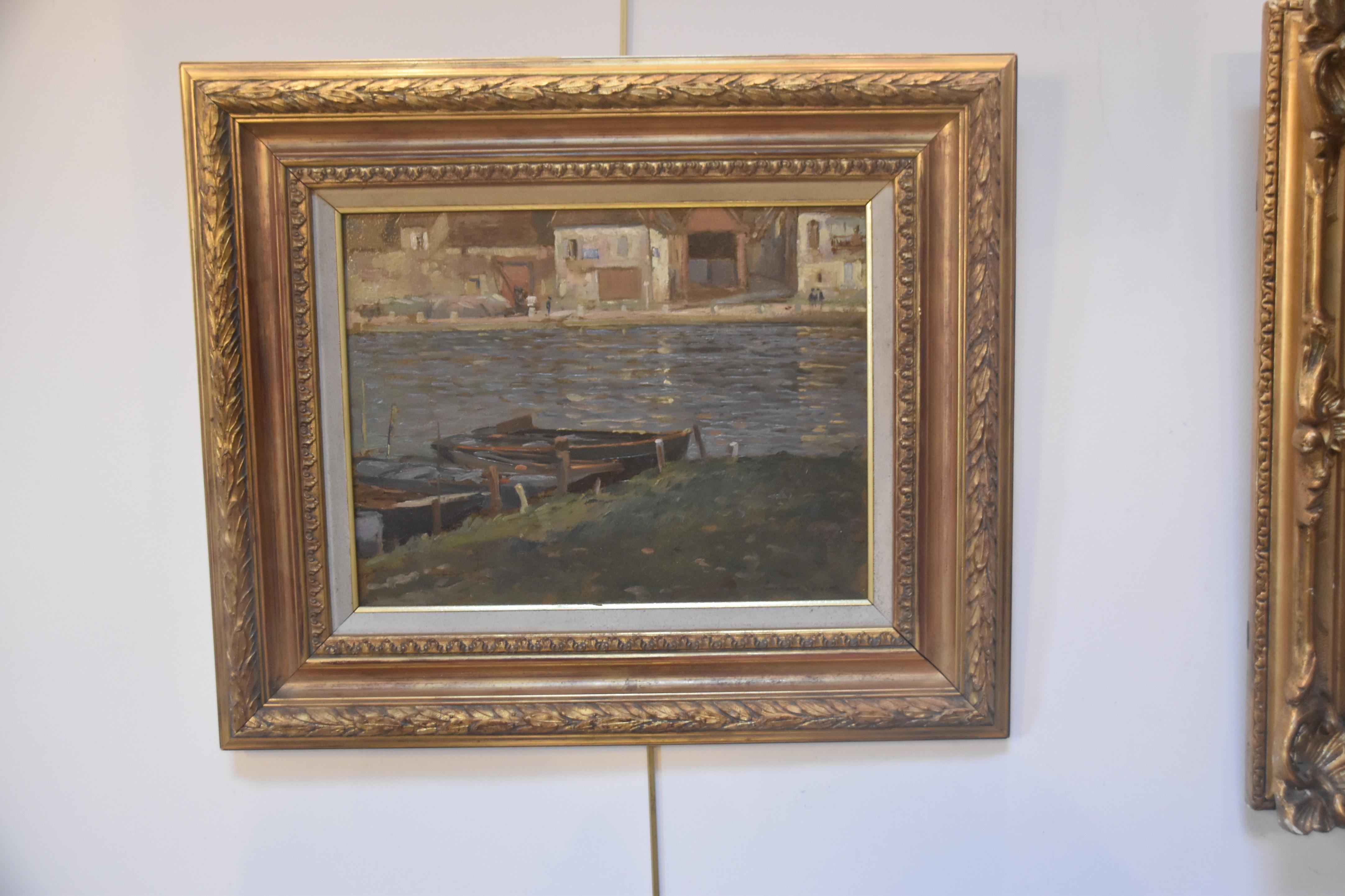 Paul Emile Lecomte (1877-1950)  A River, oil painting signed 4