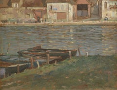 Paul Emile Lecomte (1877-1950)  Une rivière, peinture à l'huile signée