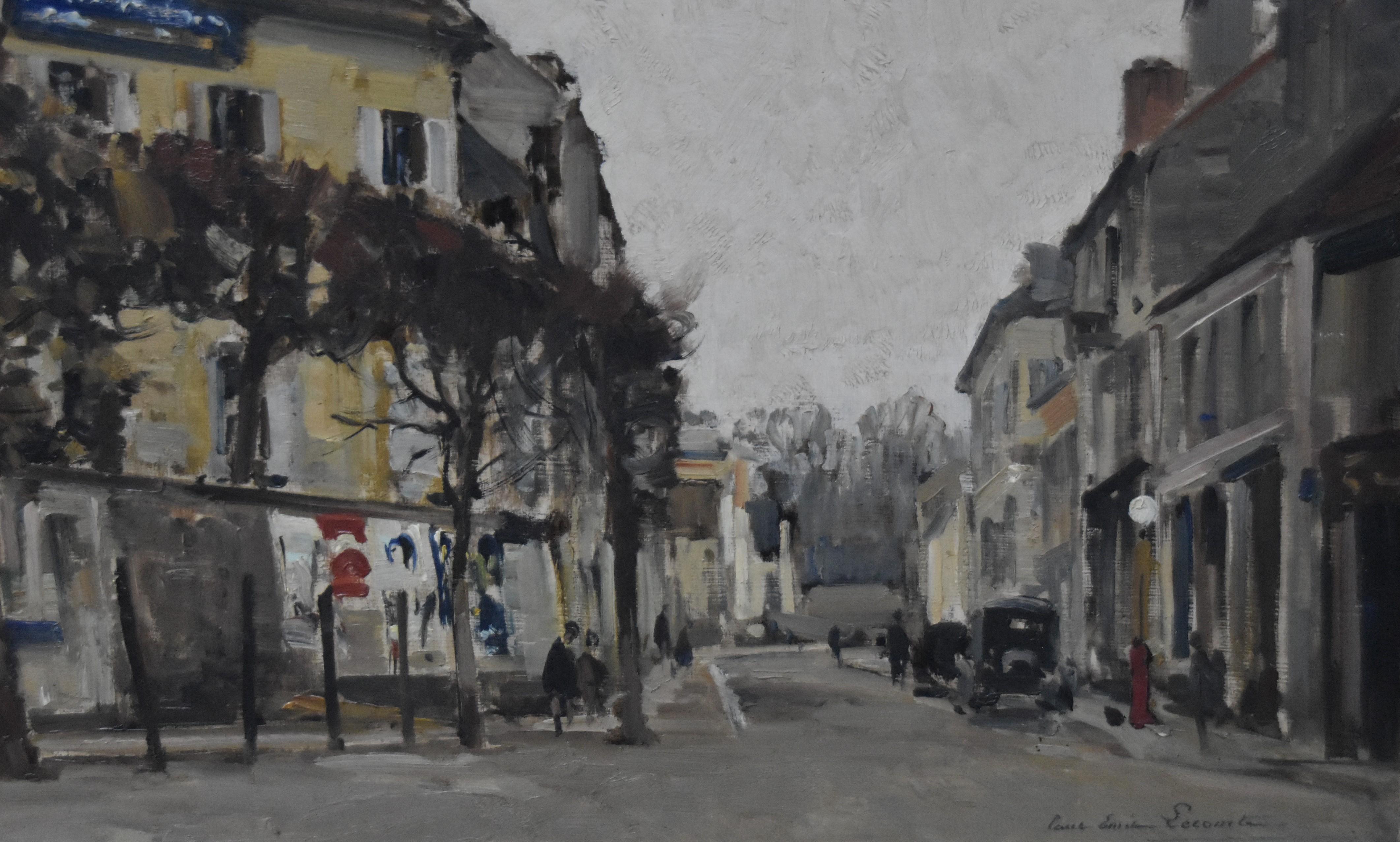 Paul Emile Lecomte (1877-1950)  Melun, rue de France, signed Oil on panel 1