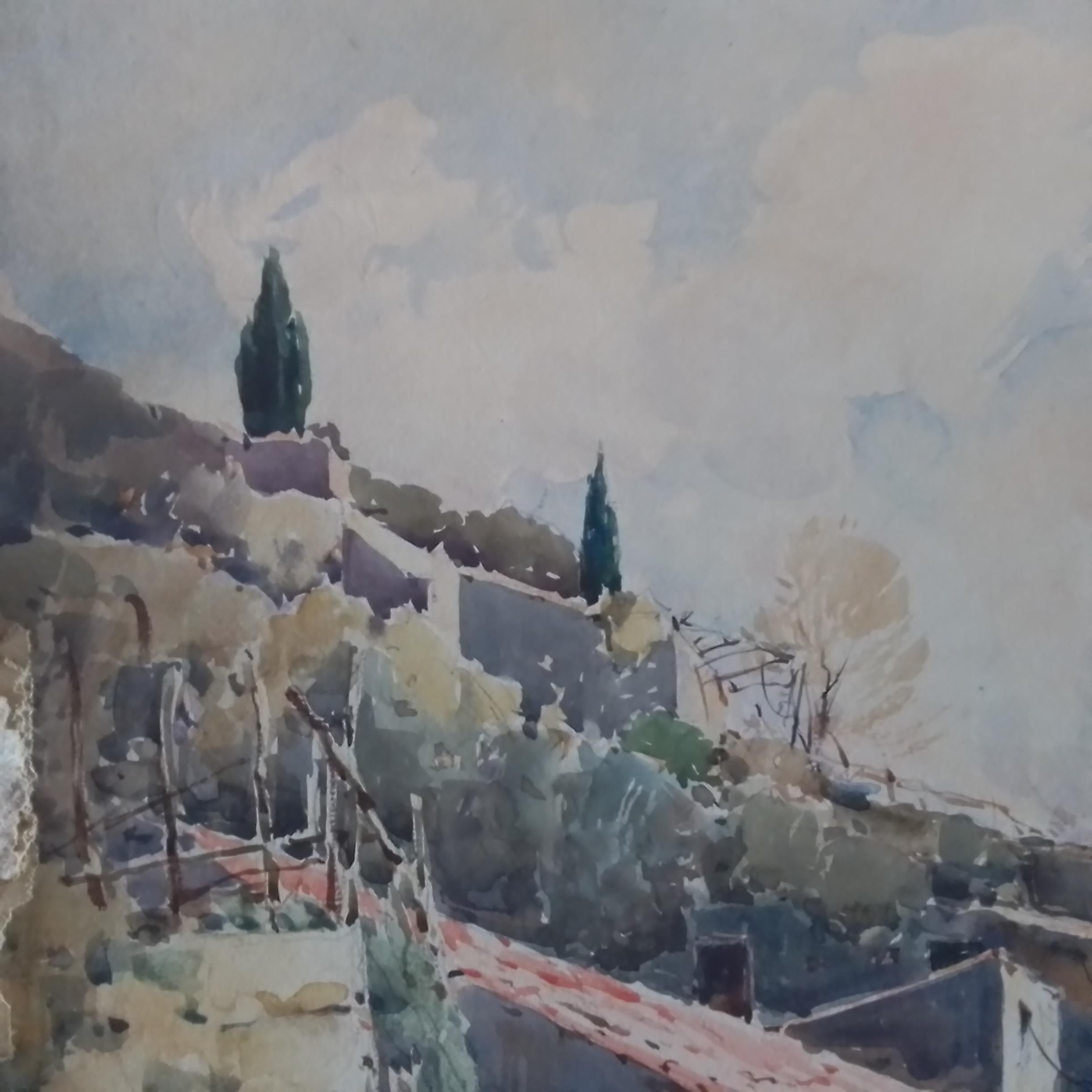 Arte francese d'epoca di Paul Emile Lecomte - Provenza - olio firmato su cartone. in vendita 2