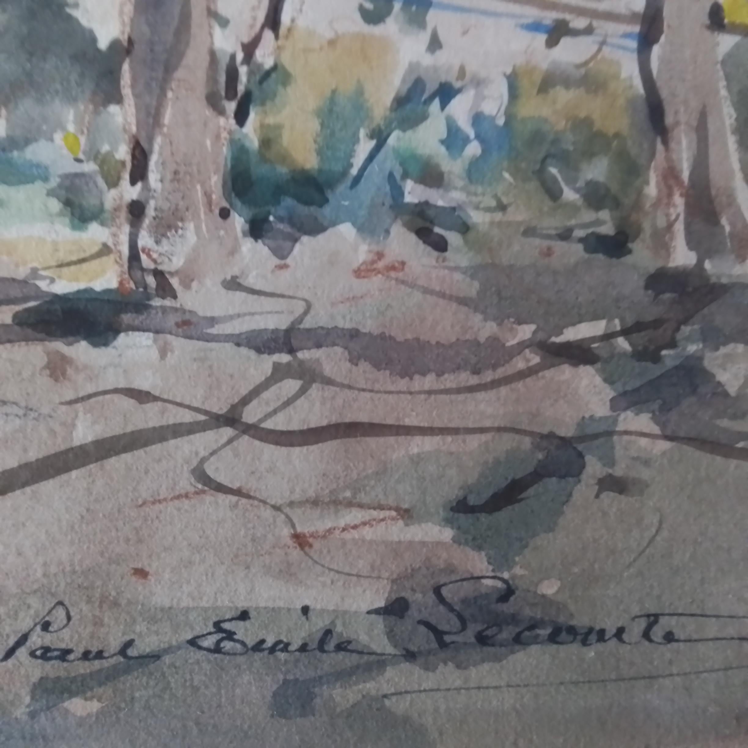 Arte francese d'epoca di Paul Emile Lecomte - Provenza - olio firmato su cartone. in vendita 5