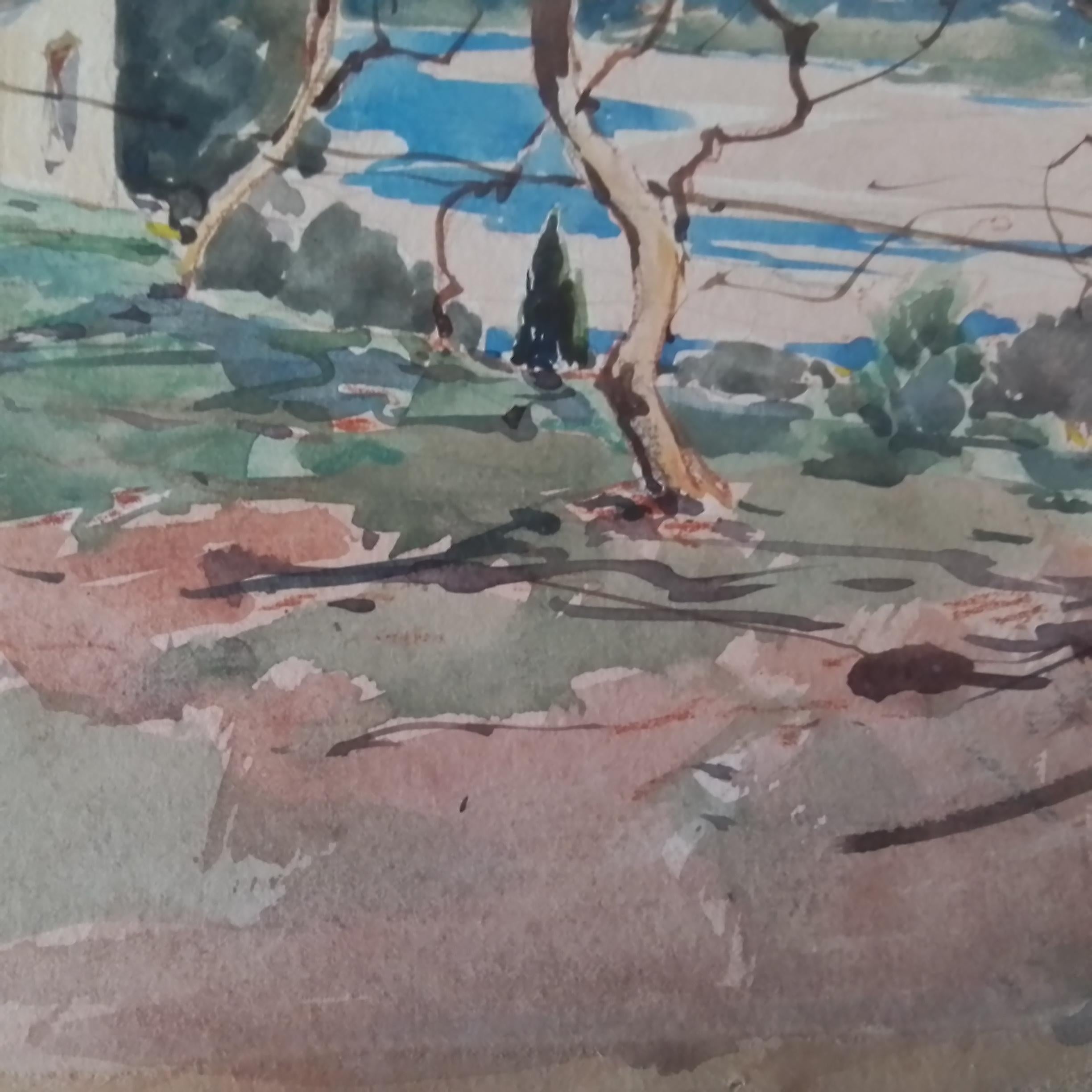 Arte francese d'epoca di Paul Emile Lecomte - Provenza - olio firmato su cartone. in vendita 6