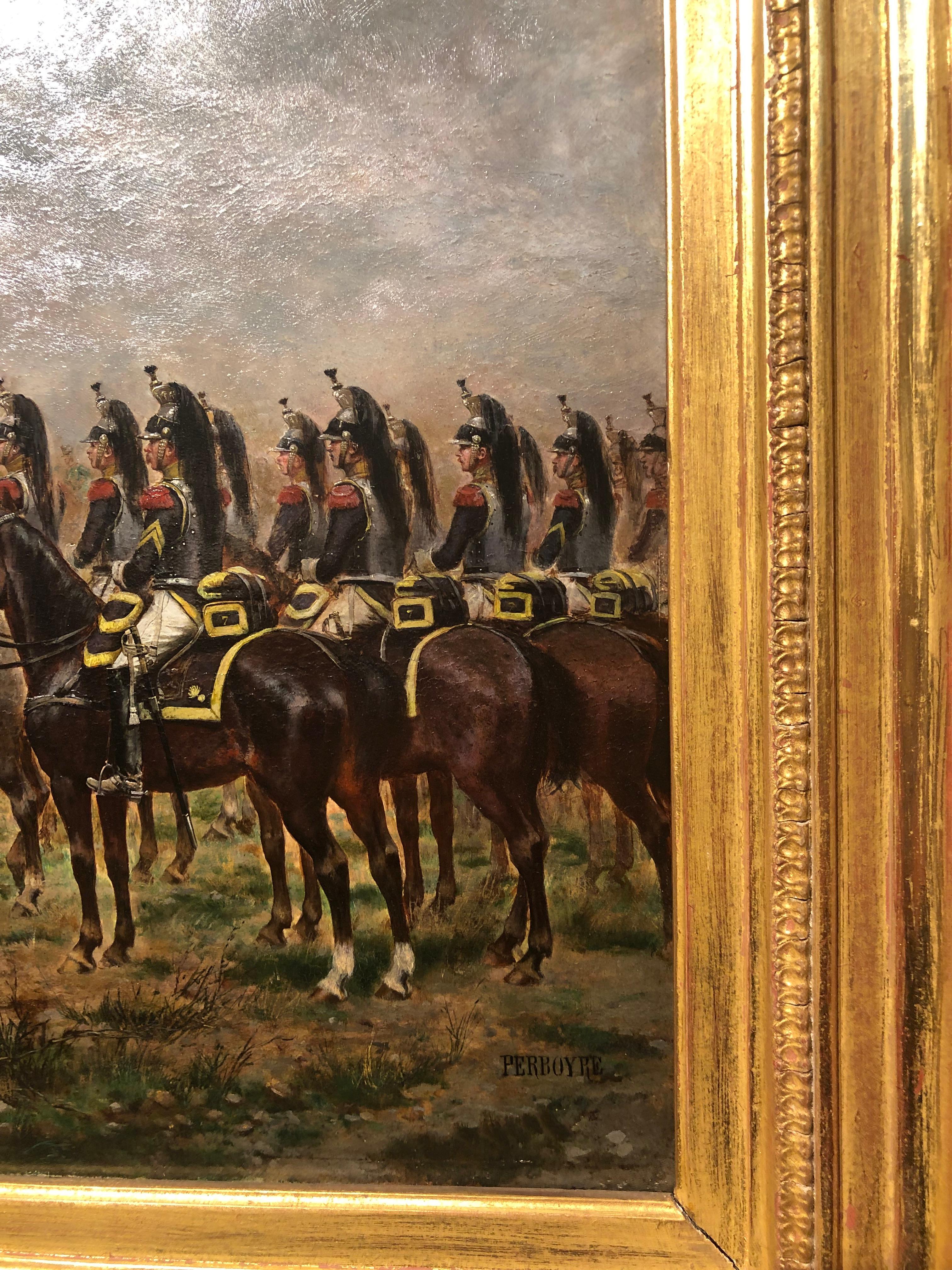 Le Marechal Ney passant ses Troupes en Revue - Painting Antiguos maestros de Paul Emile Léon Perboyre