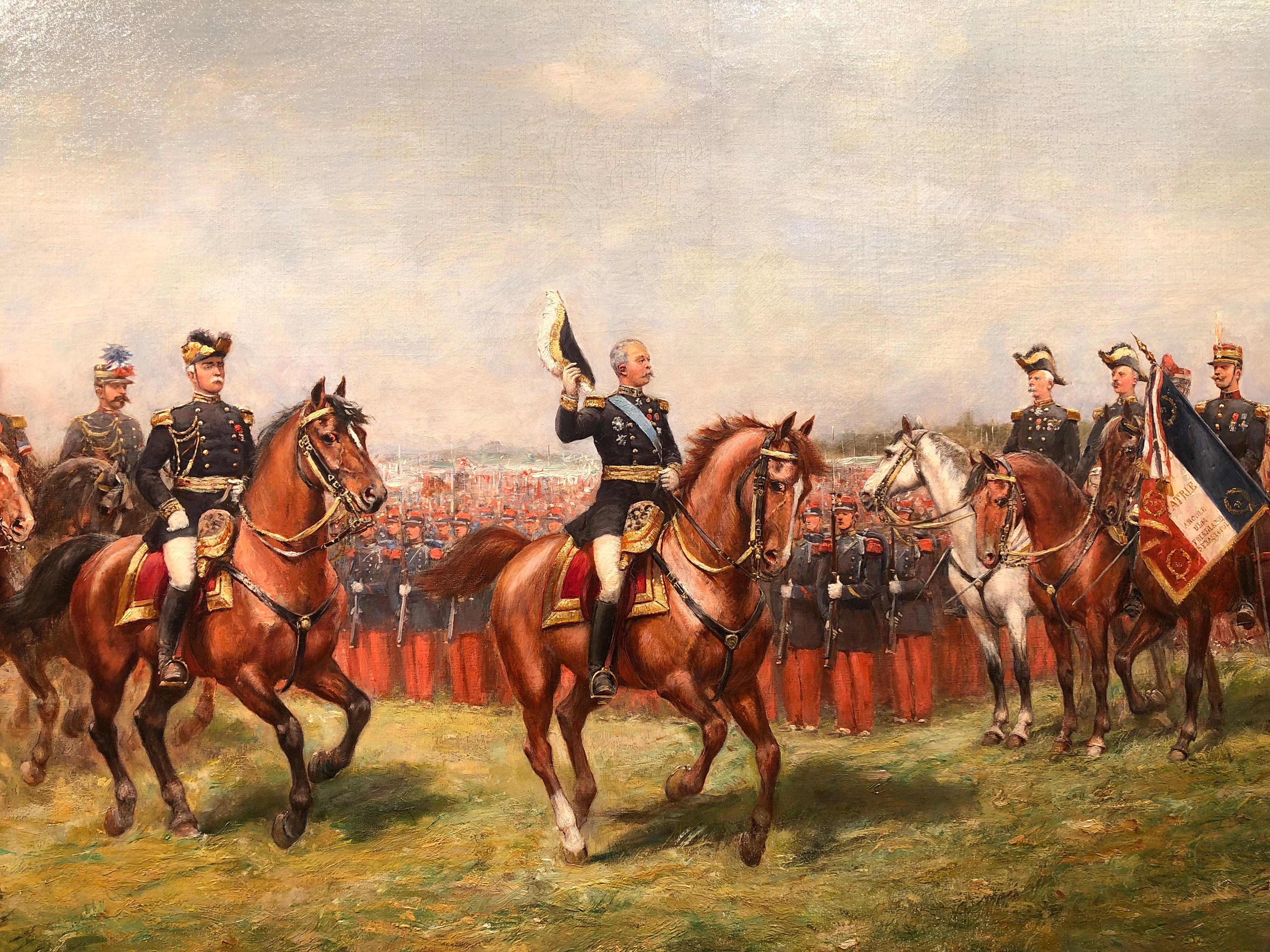 Revue à Longchamp - Painting by Paul Emile Léon Perboyre