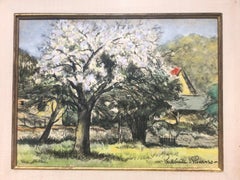 Landschaft mit blühenden Bäumen