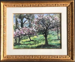 Cherry Blossom Trees Impressionist Landscape