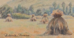 Meules de foin by Paulémile Pissarro - Landscape drawing