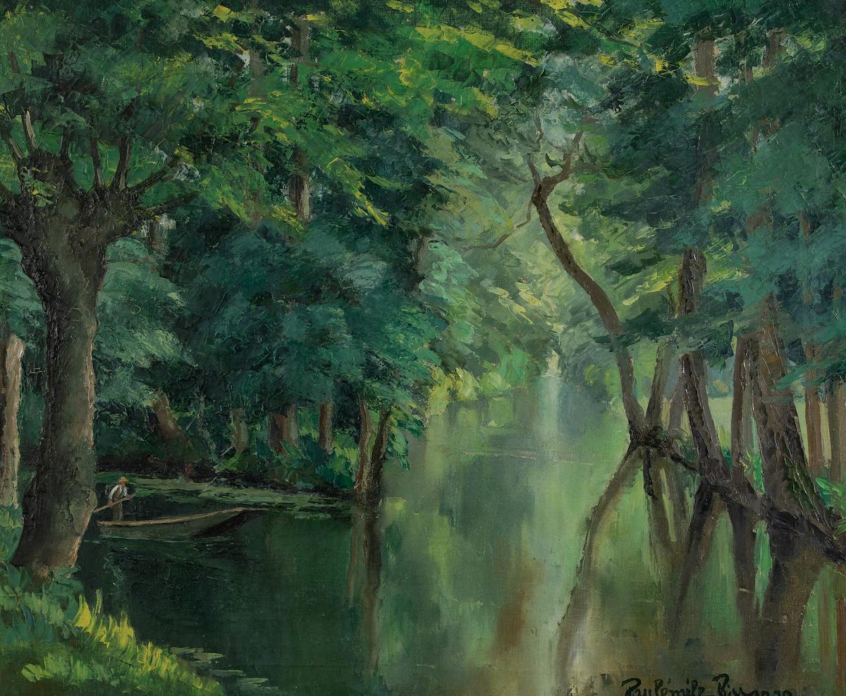 Barque sur la rivière by Paulémile Pissarro - Post-impressionist oil painting