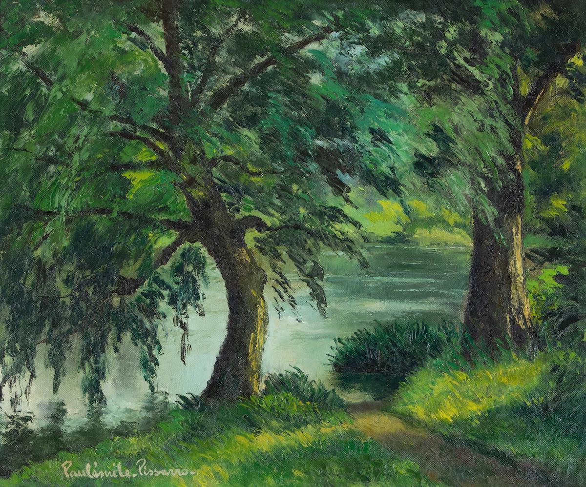 Bord de lac by Paulémile Pissarro - River scene, oil painting