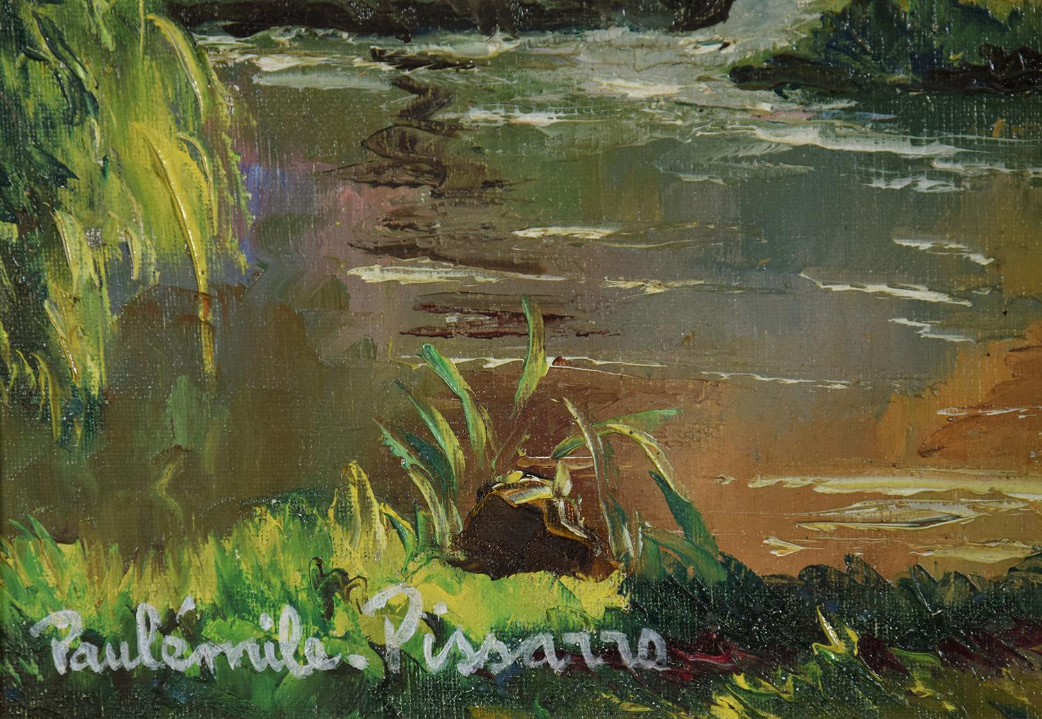 Bord de l'Orne by Paulémile Pissarro - Post Impressionist landscape/waterscape - Post-Impressionist Painting by Paul Emile Pissarro