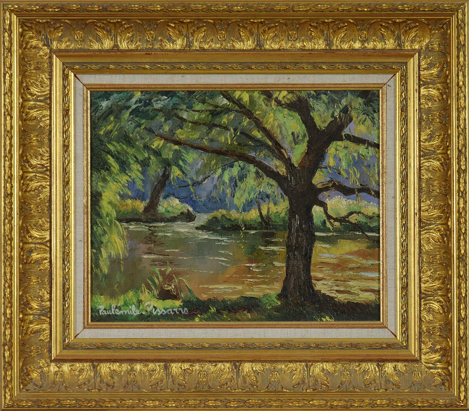 Paul Emile Pissarro Landscape Painting - Bord de l'Orne by Paulémile Pissarro - Post Impressionist landscape/waterscape