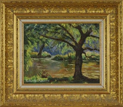 Bord de l'Orne by Paulémile Pissarro - Post Impressionist landscape/waterscape