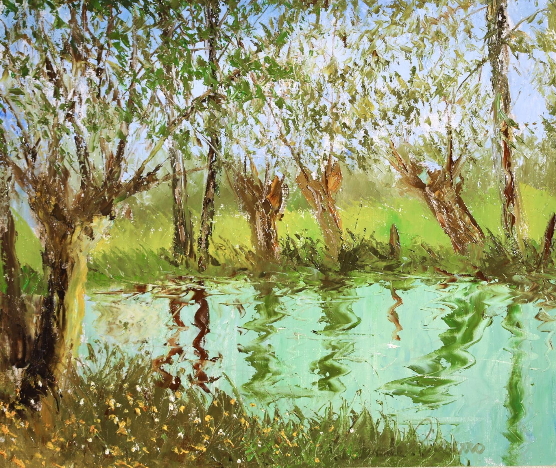 Bords de L'Orne - Paisaje impresionista Pintura al óleo de Paul-Emile Pissarro 5
