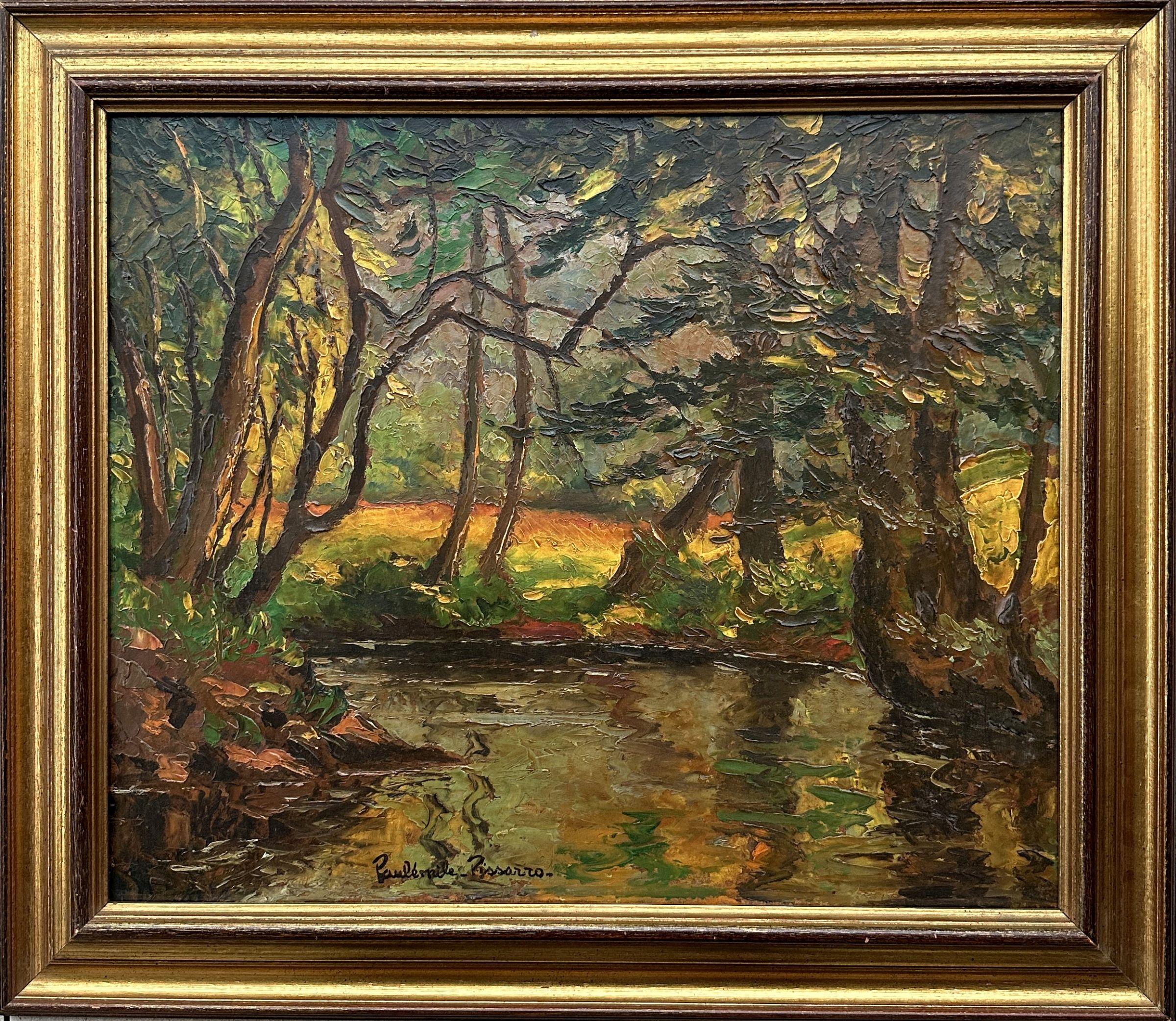 Calvados : River in the forest  - Original oil painting, Handsigned