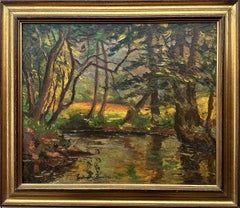 Calvados : River in the forest  - Original oil painting, Handsigned