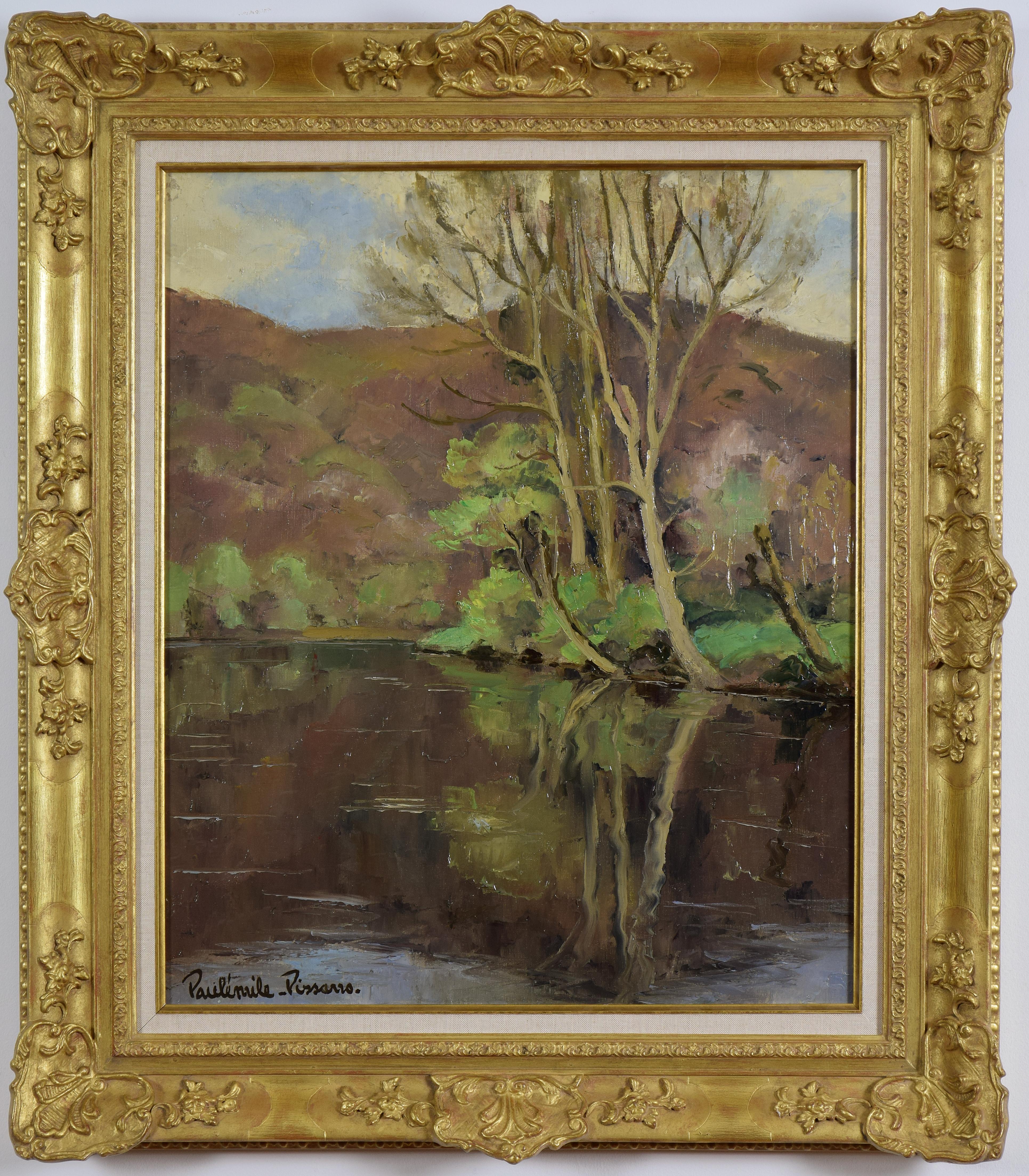 Paul Emile Pissarro Landscape Painting - Cantepie en Avril by PAULÉMILE PISSARRO - Oil, Post-Impressionist, River scene