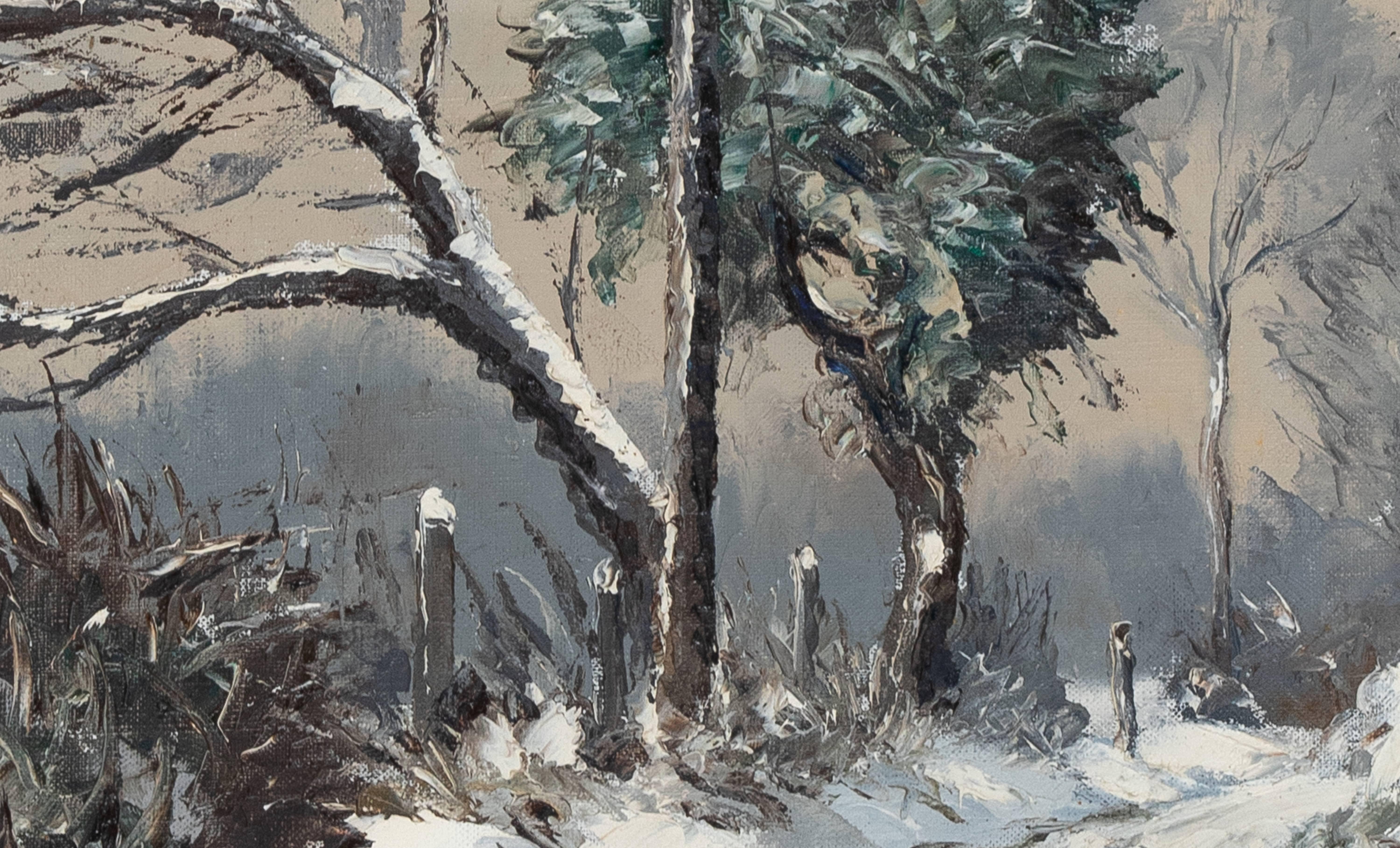 Chemin de Placy par Paulémile Pissarro - Neige, peinture à l'huile - Post-impressionnisme Painting par Paul Emile Pissarro
