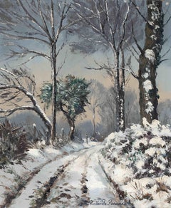 Chemin de Placy par Paulémile Pissarro - Neige, peinture à l'huile