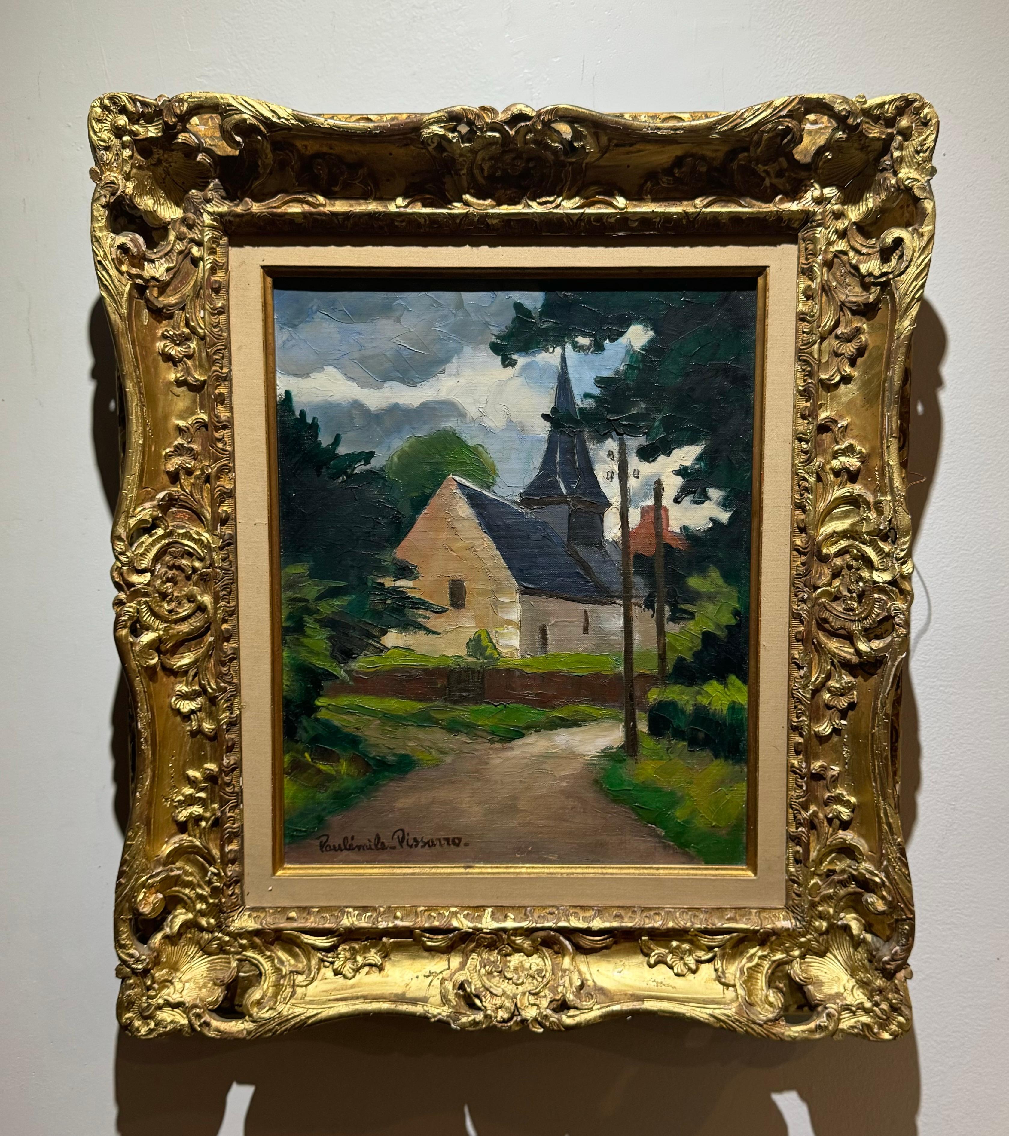 Famous PISSARRO French POST-IMPRESSIONIST “L’entree Village” W/ COA from ARTIST - Painting by Paul Emile Pissarro