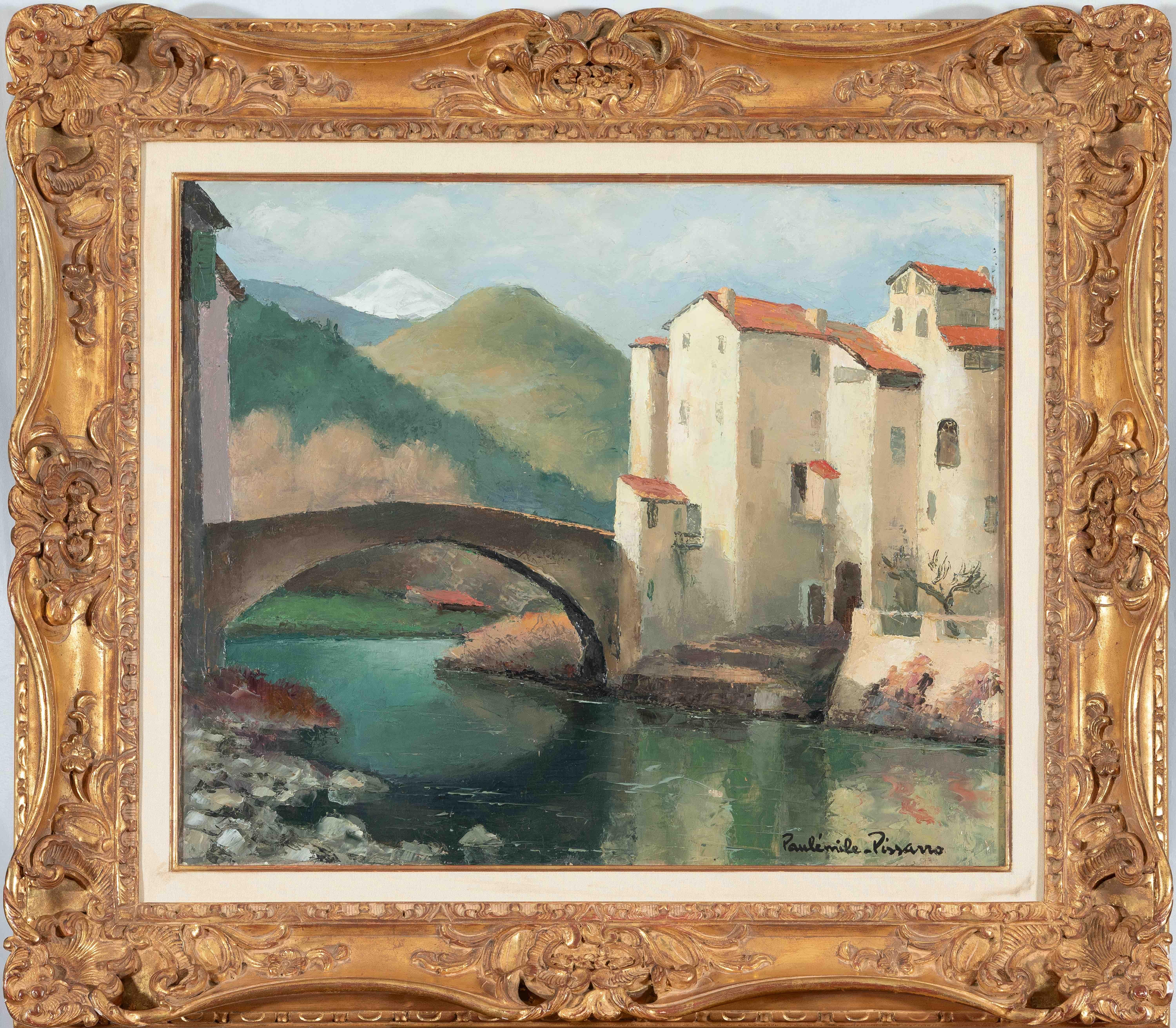 La Bevera, Sospel by Paulémile Pissarro - Landscape, oil painting - Painting by Paul Emile Pissarro