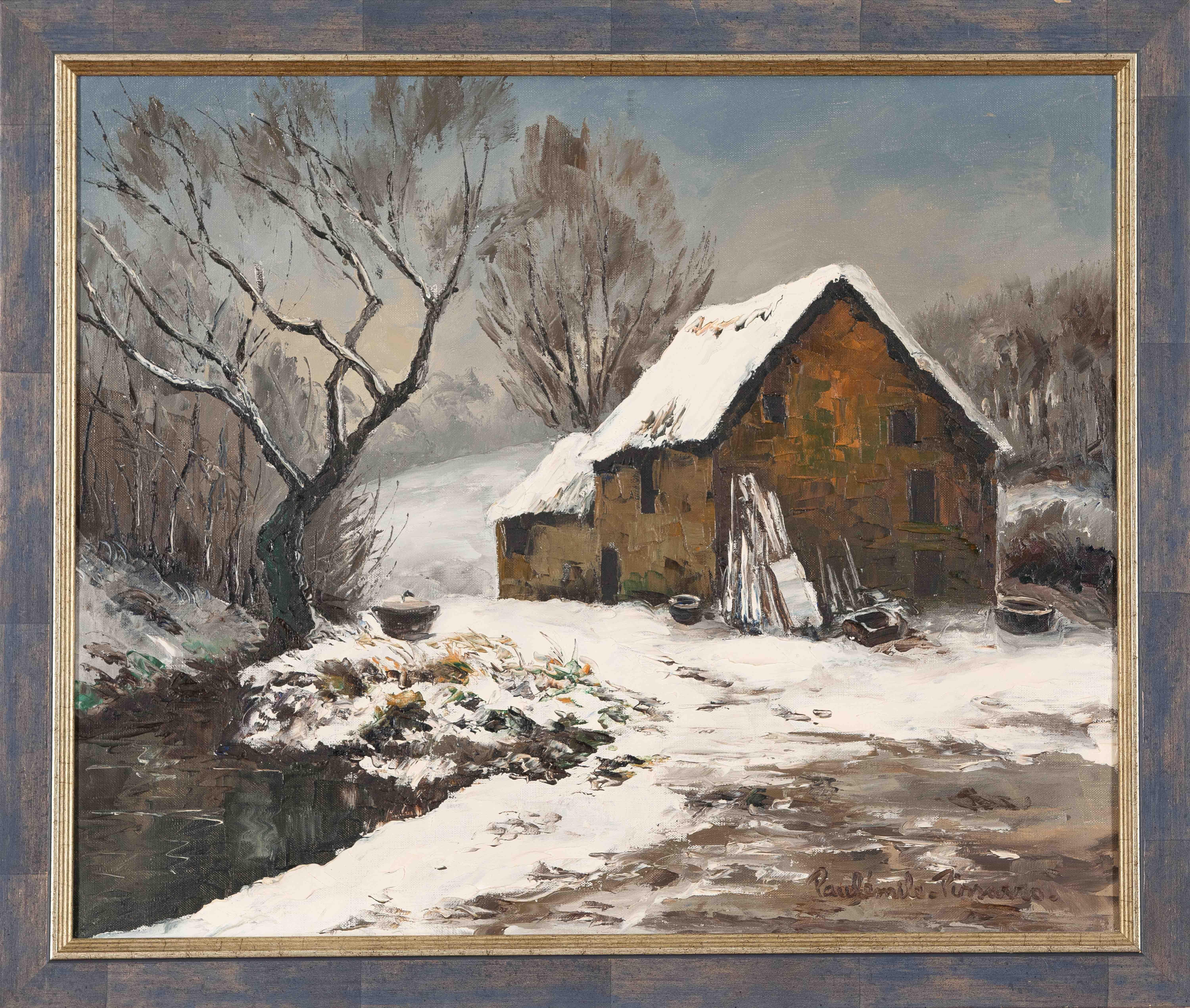La Chaumière et le ruisseau à Cantepie by Paulémile Pissarro - Oil painting - Painting by Paul Emile Pissarro