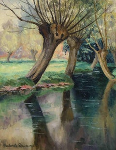 La Rivière by PAULÉMILE PISSARRO - Post Impressionist Landscape Painting, River
