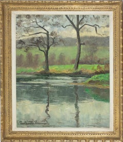 Pintura de paisaje de Paulémile Pissarro - 'Les Deux Arbres...'