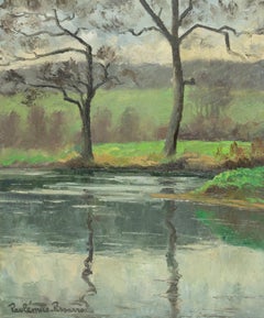 Landscape painting by Paulémile Pissarro - 'Les Deux Arbres...'