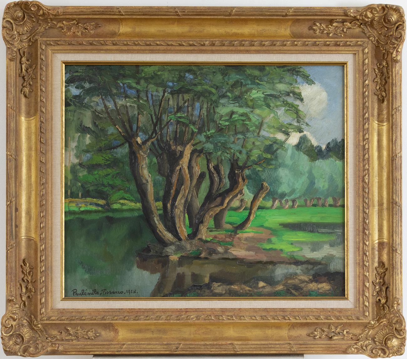 L'Arbre au Bord de l'Eau by Paulémile Pissarro - Post-Impressionist river scene - Painting by Paul Emile Pissarro