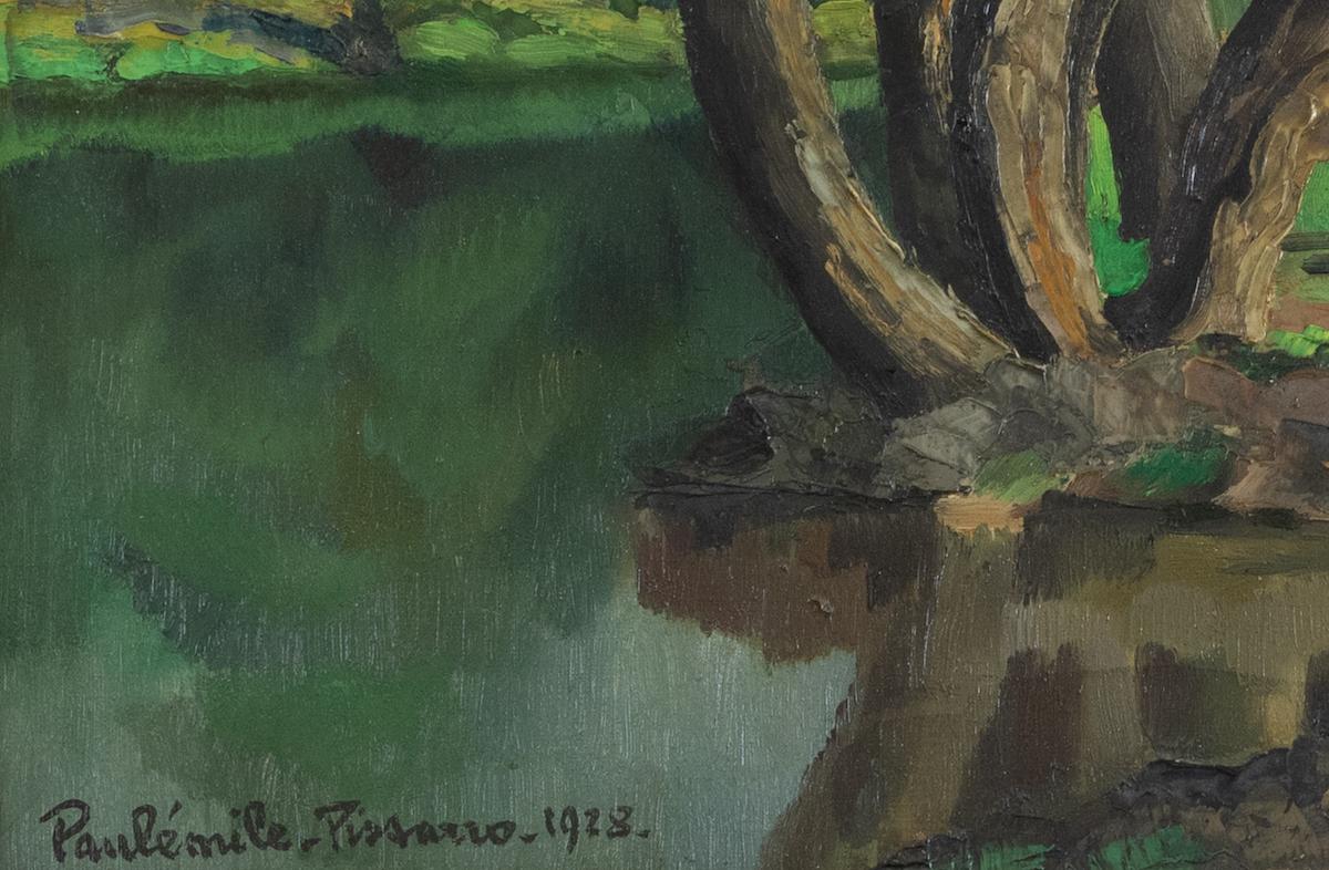 L'Arbre au Bord de l'Eau by Paulémile Pissarro - Post-Impressionist river scene For Sale 2
