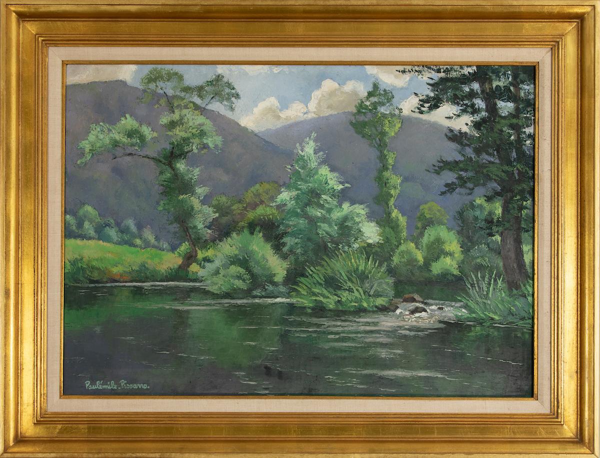 Le Coup de Vent by Paulémile Pissarro - Post-Impressionist oil river scene - Painting by Paul Emile Pissarro