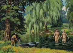 Les Baigneuses by Paulémile Pissarro - Nude and Landscape Oil Painting