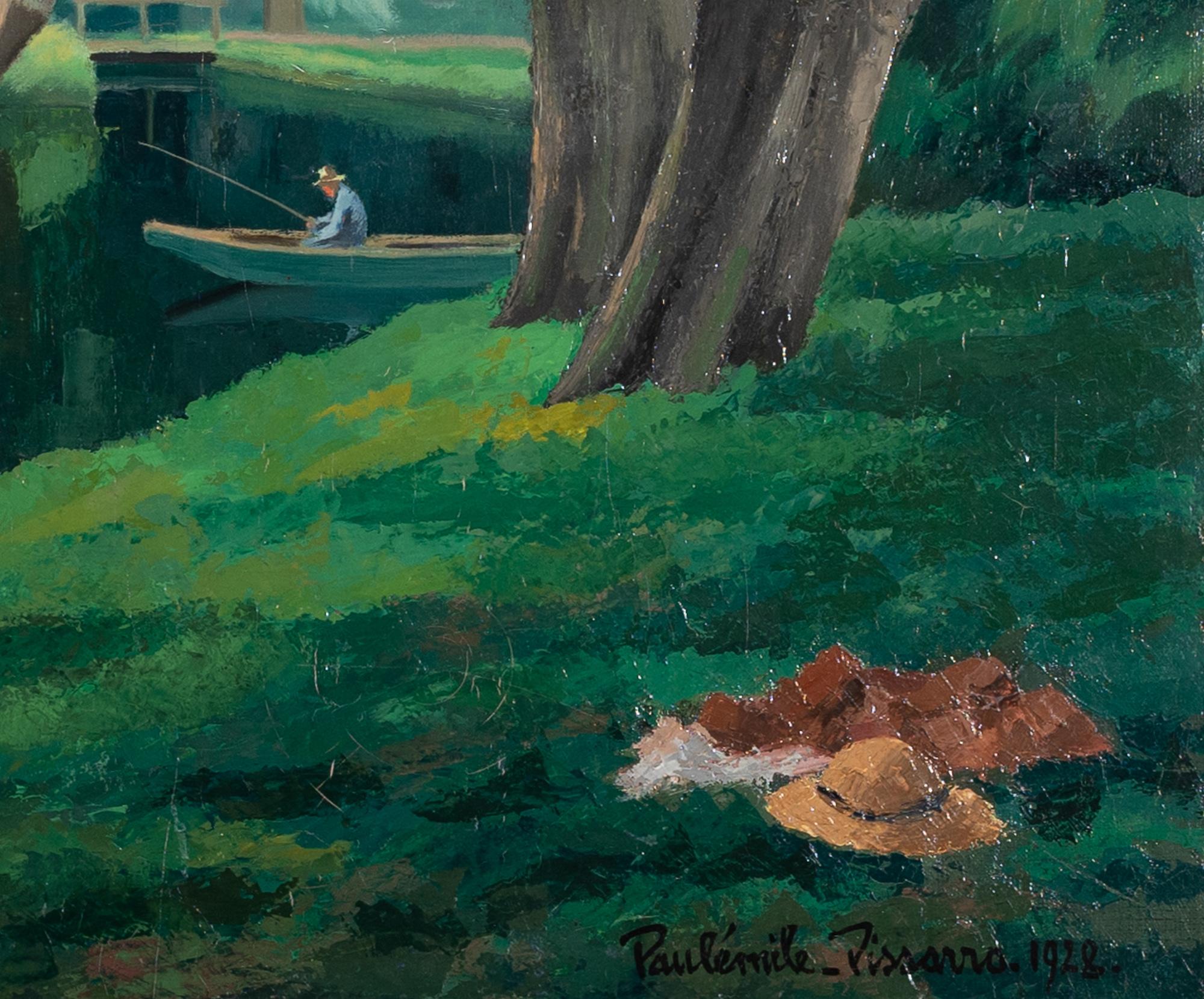 Les Baigneuses by Paulémile Pissarro - Nude scene, riverscene painting For Sale 1