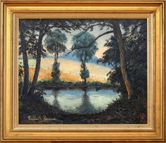 Les Bords de l’Orne au Soleil Couchant by Paulémile Pissarro -Landscape painting