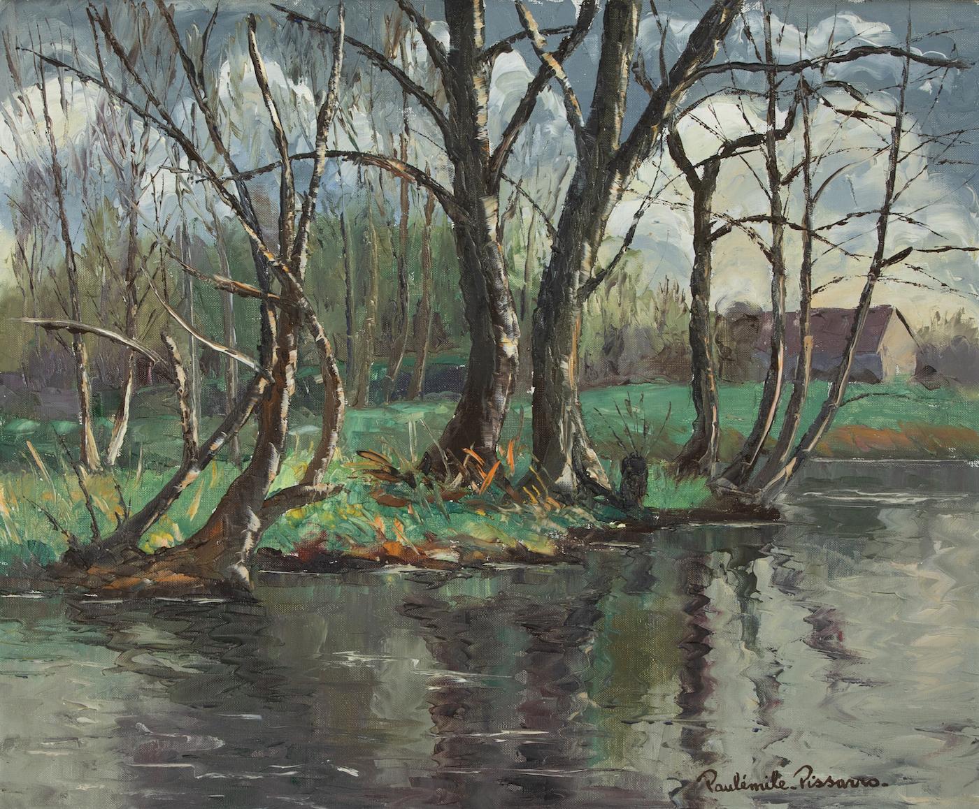 Paul Emile Pissarro Figurative Painting - Les Iles à Cantepie by Paulémile Pissarro - River scene painting