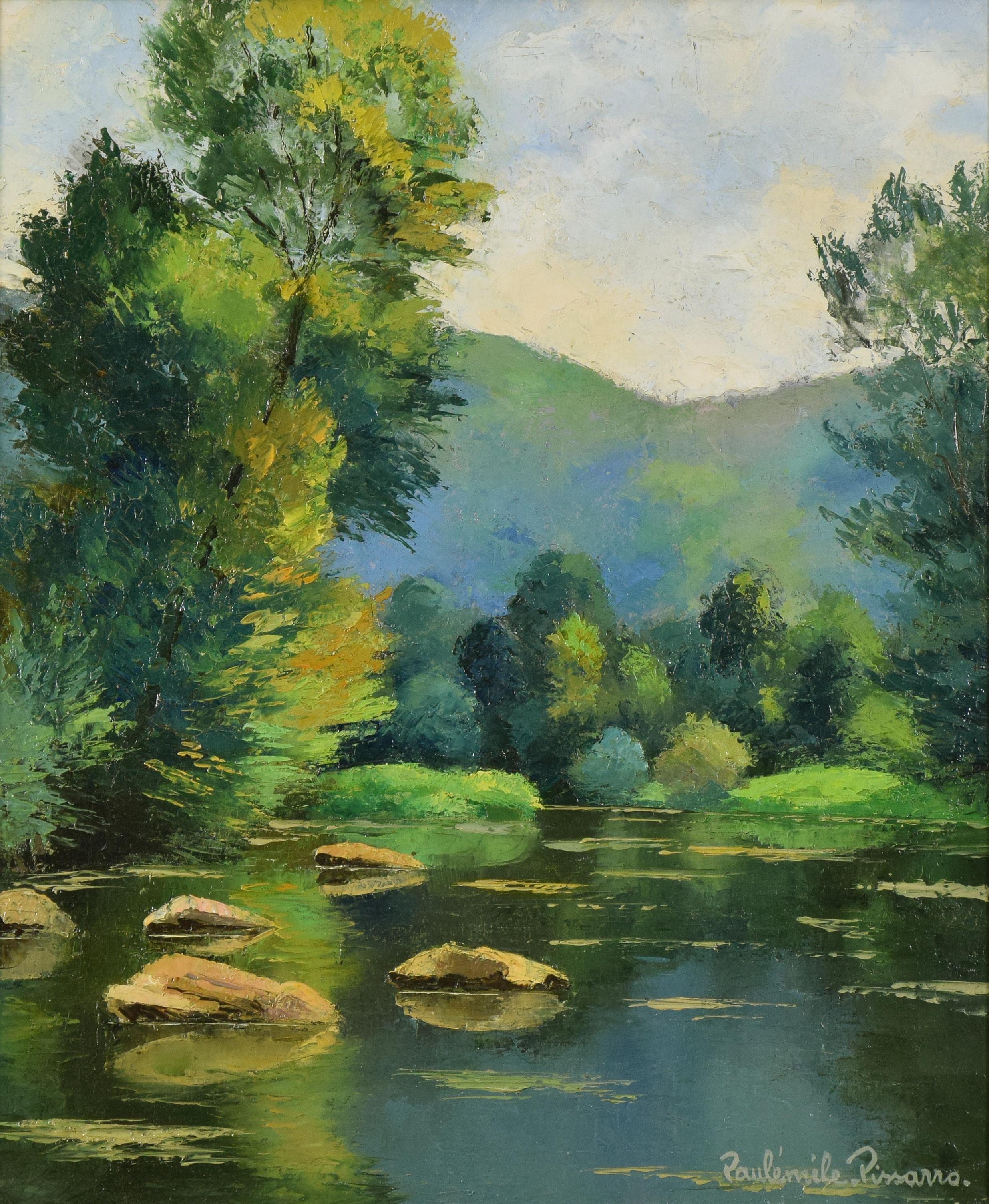 Les Pierres dans l'Orne, PAULÉMILE PISSARRO - Post-Impressionist, Oil, Landscape  - Painting by Paul Emile Pissarro