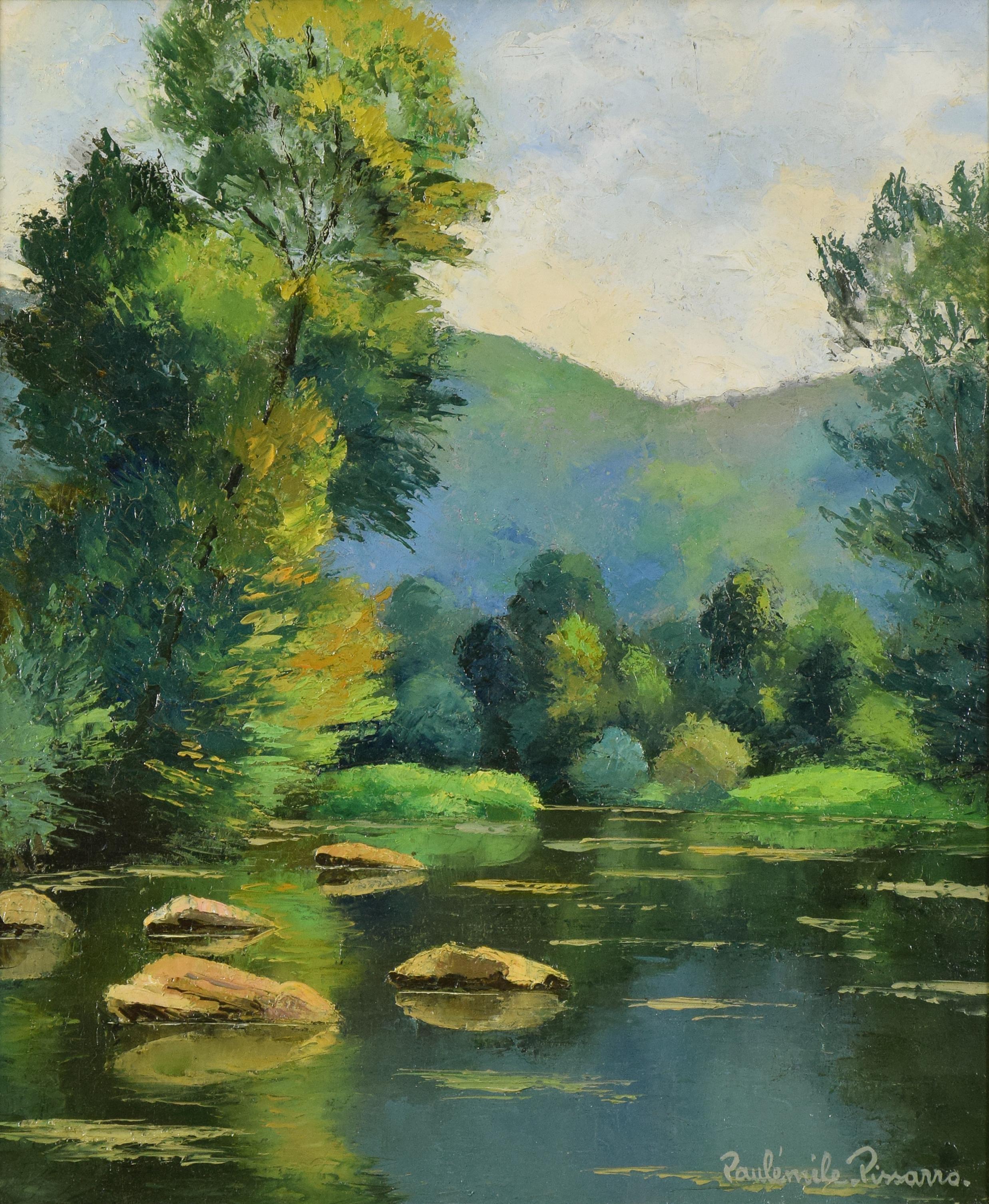 Les Pierres dans l'Orne, PAULÉMILE PISSARRO - Post-Impressionist, Oil, Landscape - Painting by Paul Emile Pissarro