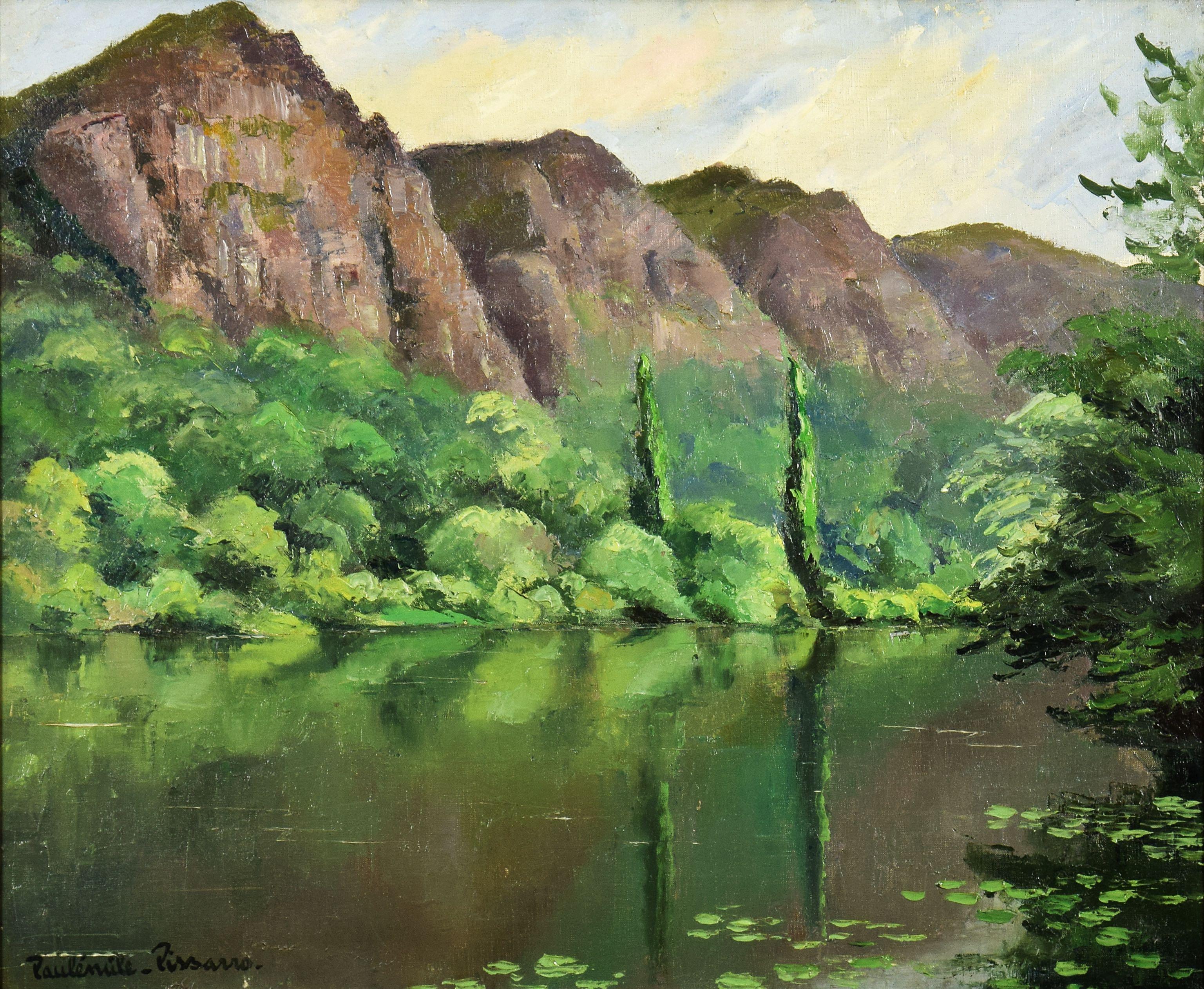 Montagnes au Bord d'une Rivière by PAULÉMILE PISSARRO - Oil, Post-Impressionist 