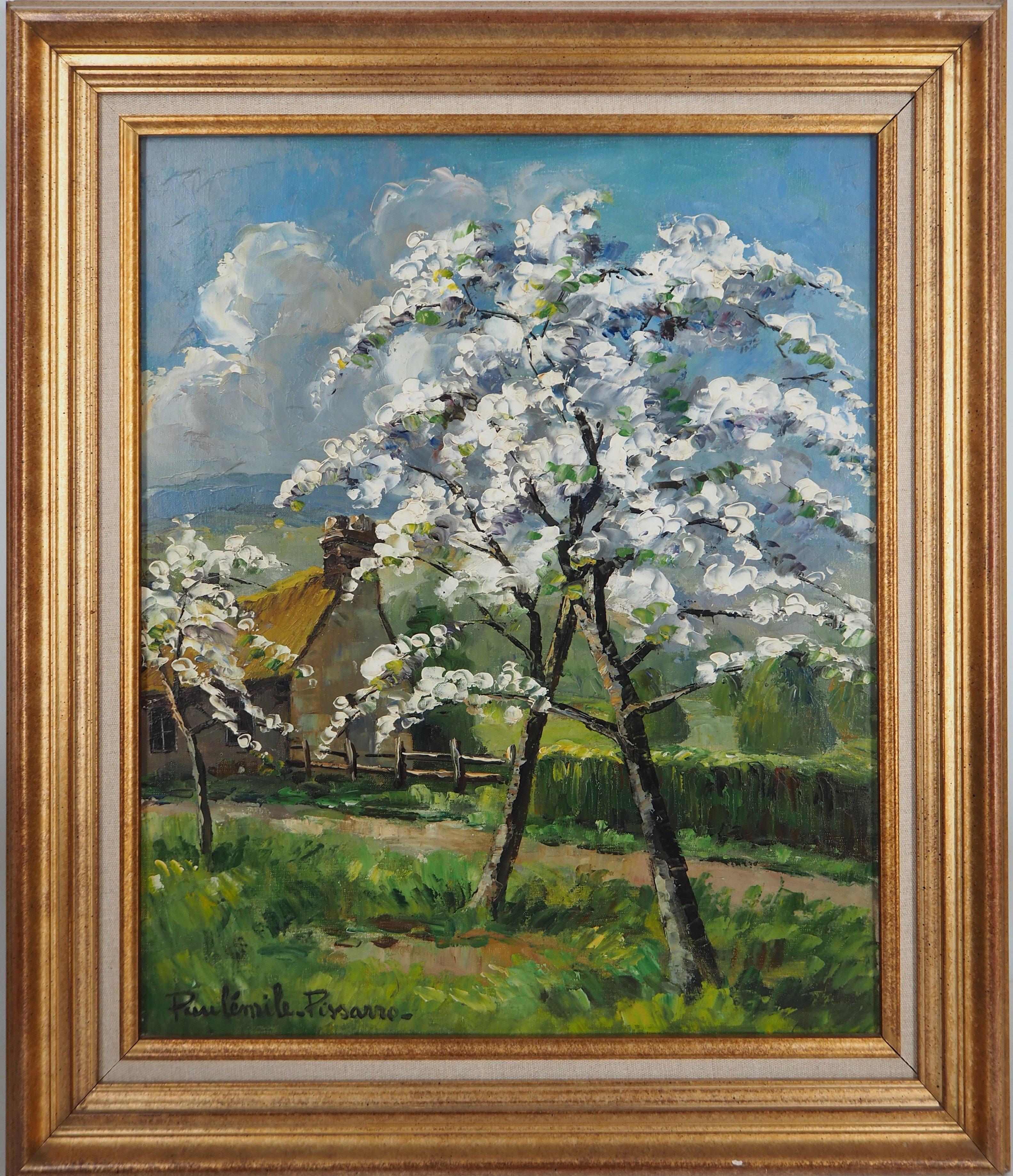 Paul Emile Pissarro Landscape Painting - Normandy : Apple Trees in Blossom - Original oil on canvas, Handsigned