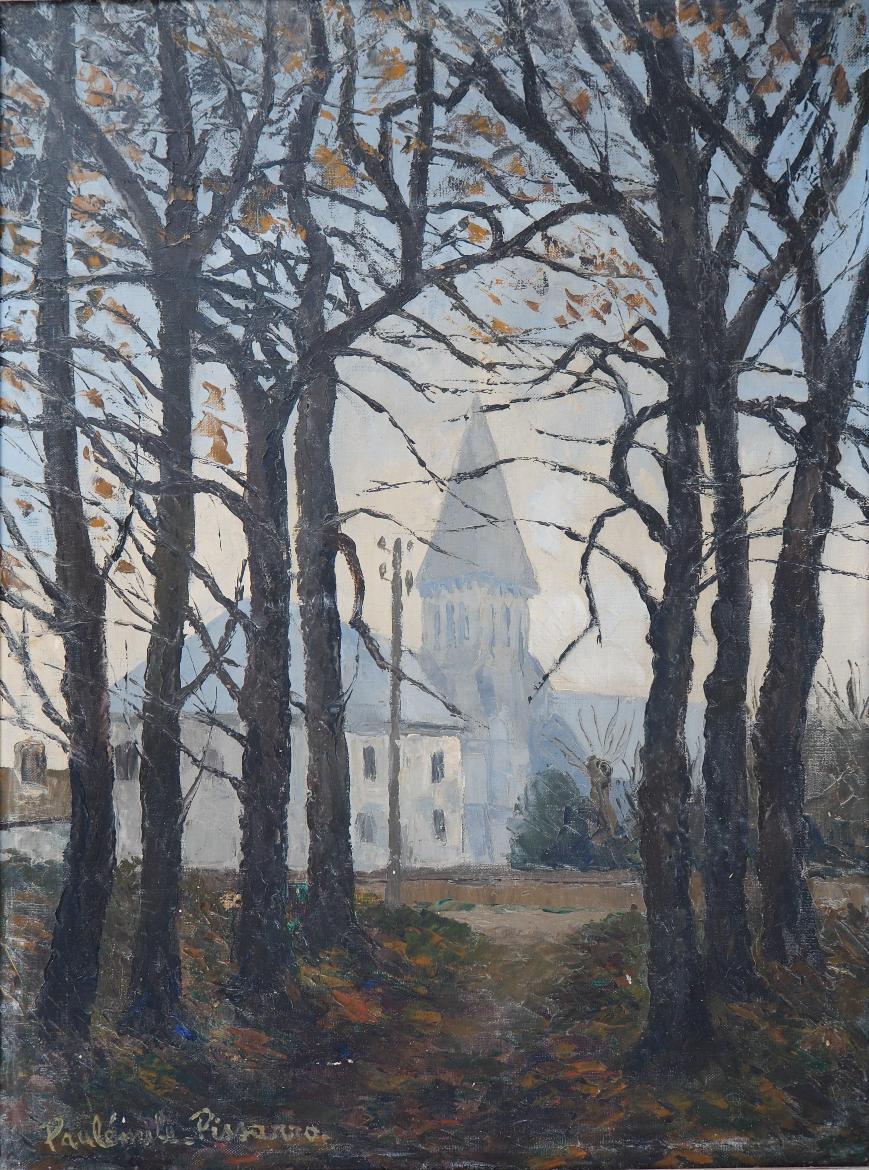 Paul Emile Pissarro Landscape Painting - Normandy : Church of St Denis - Original oil on canvas, Handsigned