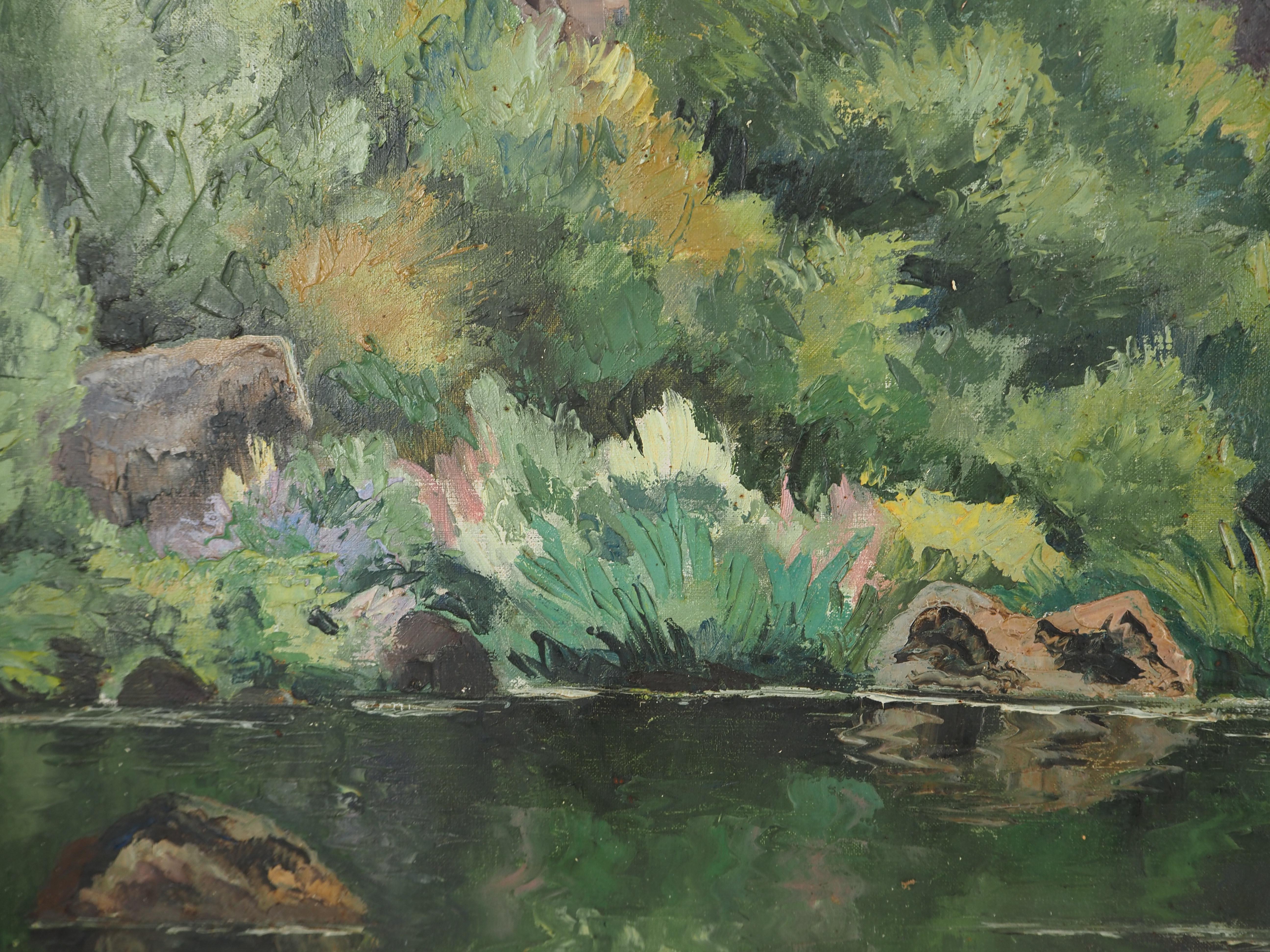 Normandie : Fluss und Berge - Original Öl auf Leinwand, Handsigniert im Angebot 6