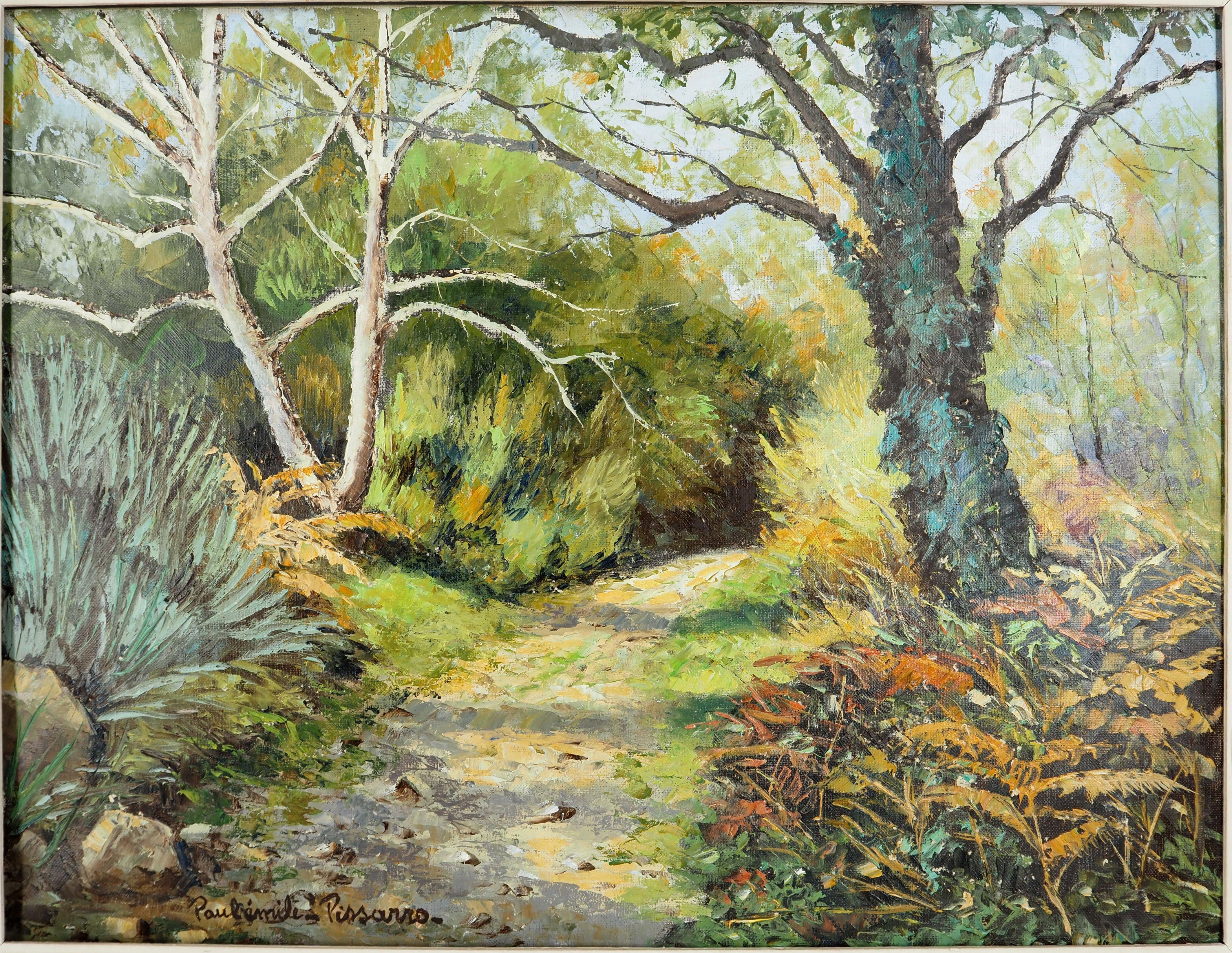 Normandia: Sentiero vicino a Saint Omer - Olio originale su tela, firmato da una mano - Painting Postimpressionismo di Paul Emile Pissarro