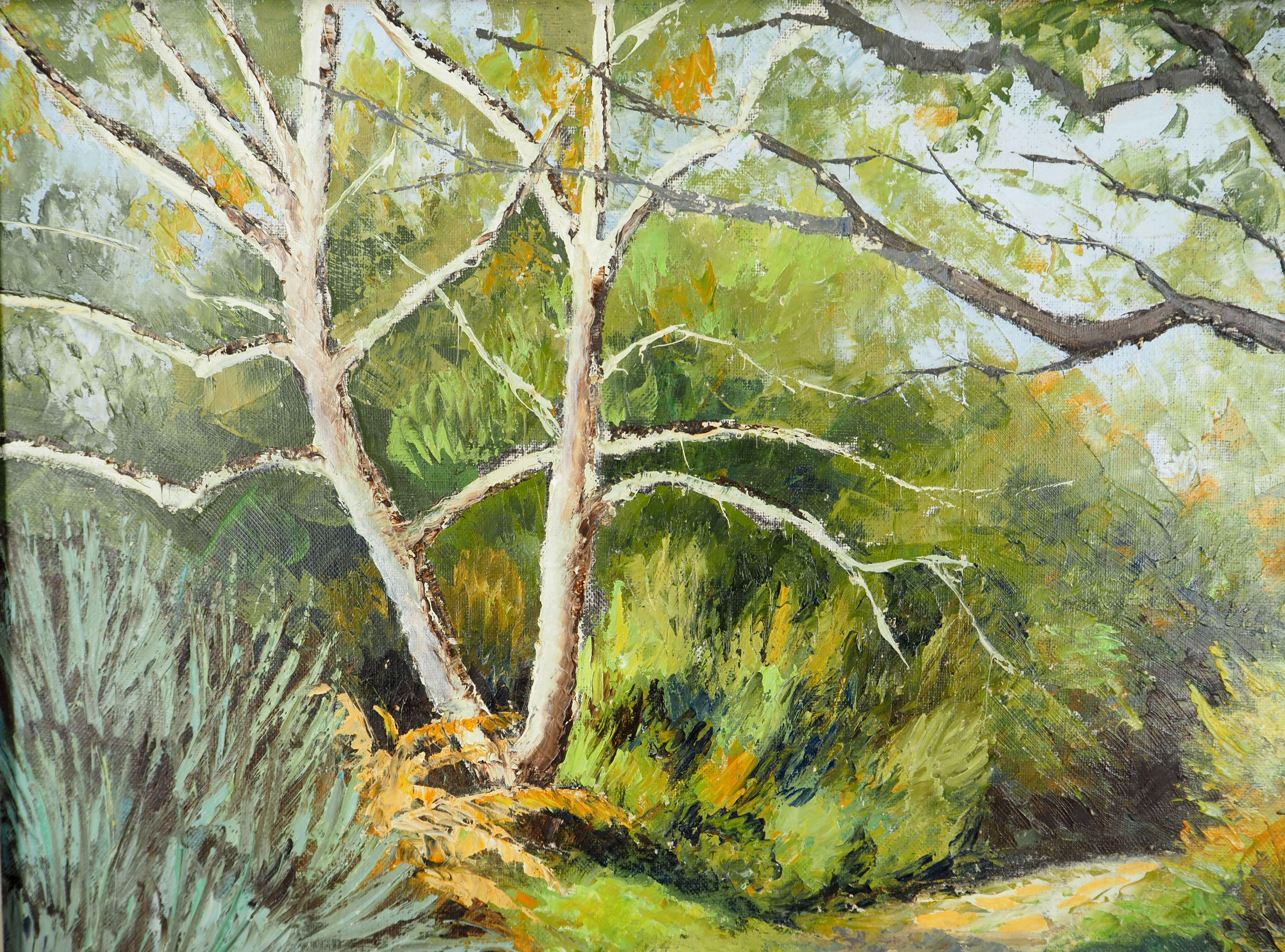 Normandia: Sentiero vicino a Saint Omer - Olio originale su tela, firmato da una mano - Landscape Painting Marrone di Paul Emile Pissarro