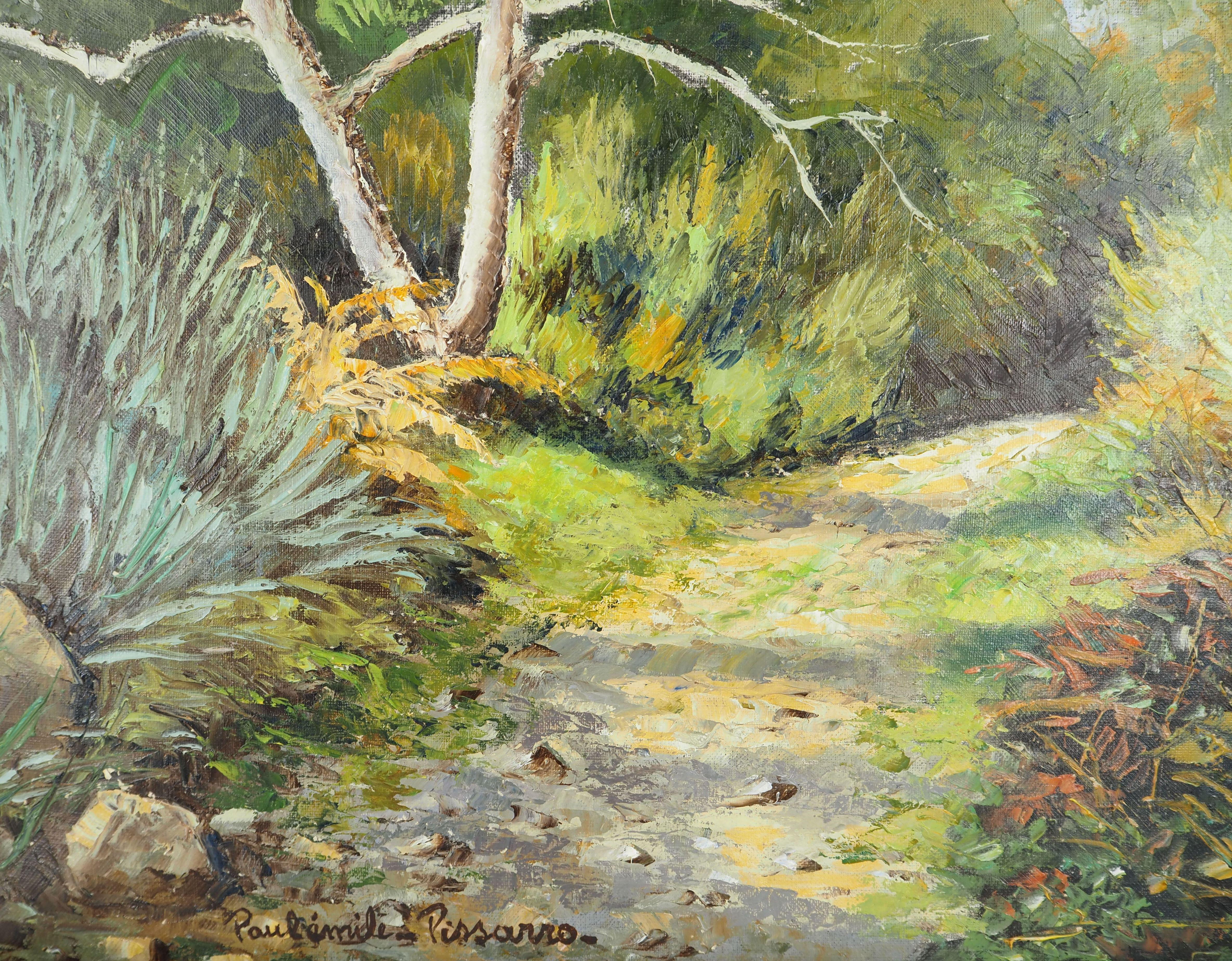 Paul Emile Pissarro (1884-1972)
Normandia : Sentiero vicino a Saint Omer, c. 1940

Olio originale su tela
Firmato con la mano nell'angolo in basso a sinistra
Firmato e intitolato sul retro
Su tela 46 x 61 cm (circa 18 x 24 pollici)
In una bella